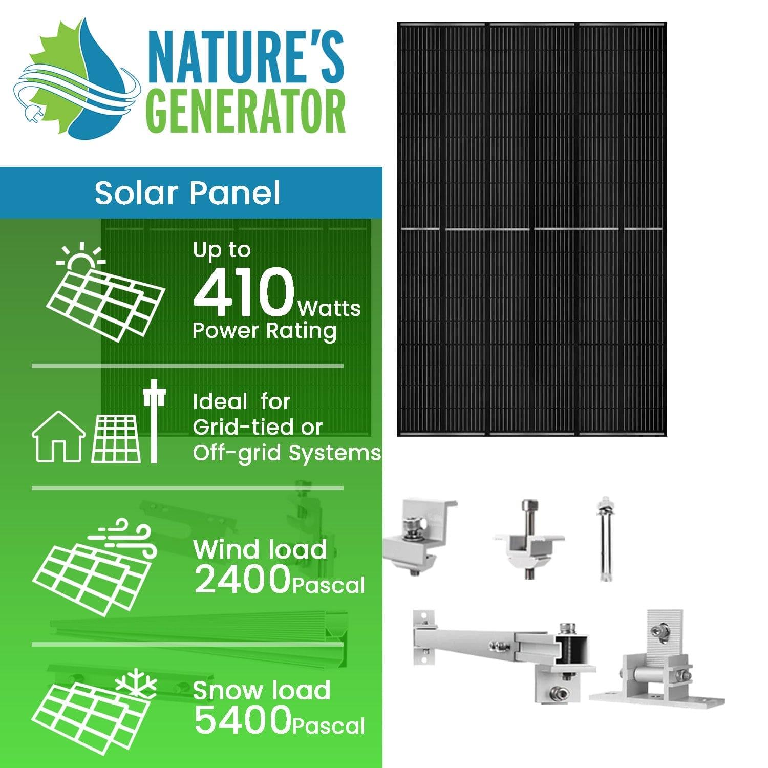 410 Watt Monocrystalline Solar Panel (2 Pack) With Solar Panel Mount Rack
