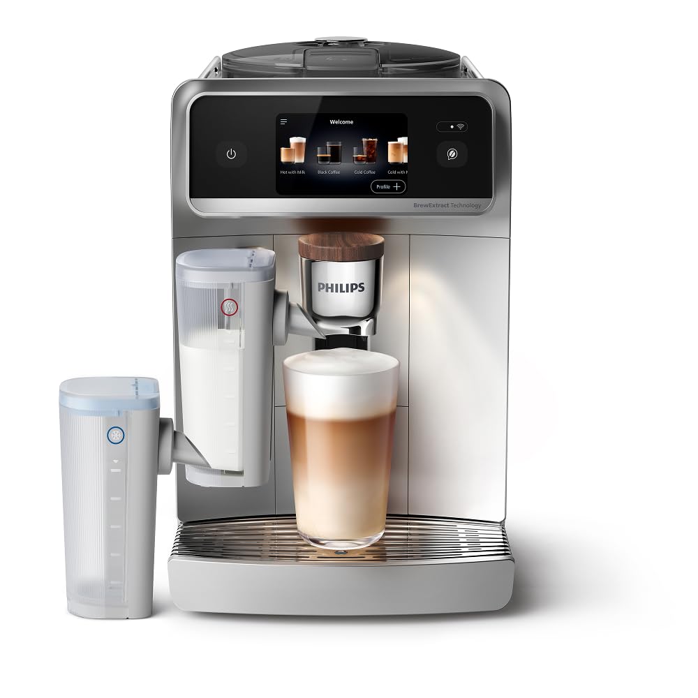 Philips Series 5500 Fully Automatic Latte Go Espresso Machine, SilentBrew Technology, Quick Start. Aromatic Coffee from Freshly Ground Beans, 20 Hot and Iced Drinks, Grey (EP5544/50)