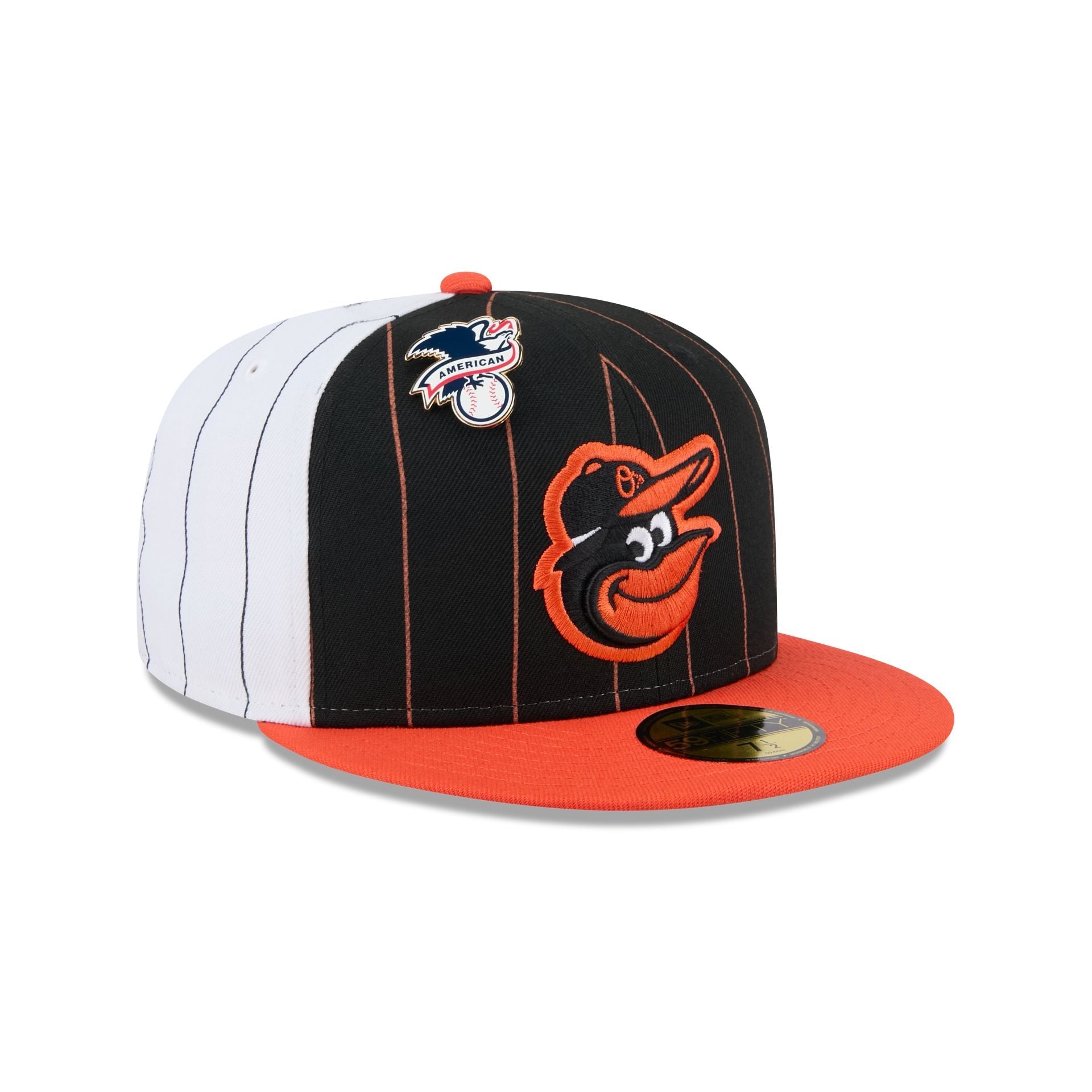 Baltimore Orioles Pinstripe League Pin 59FIFTY Fitted Hat