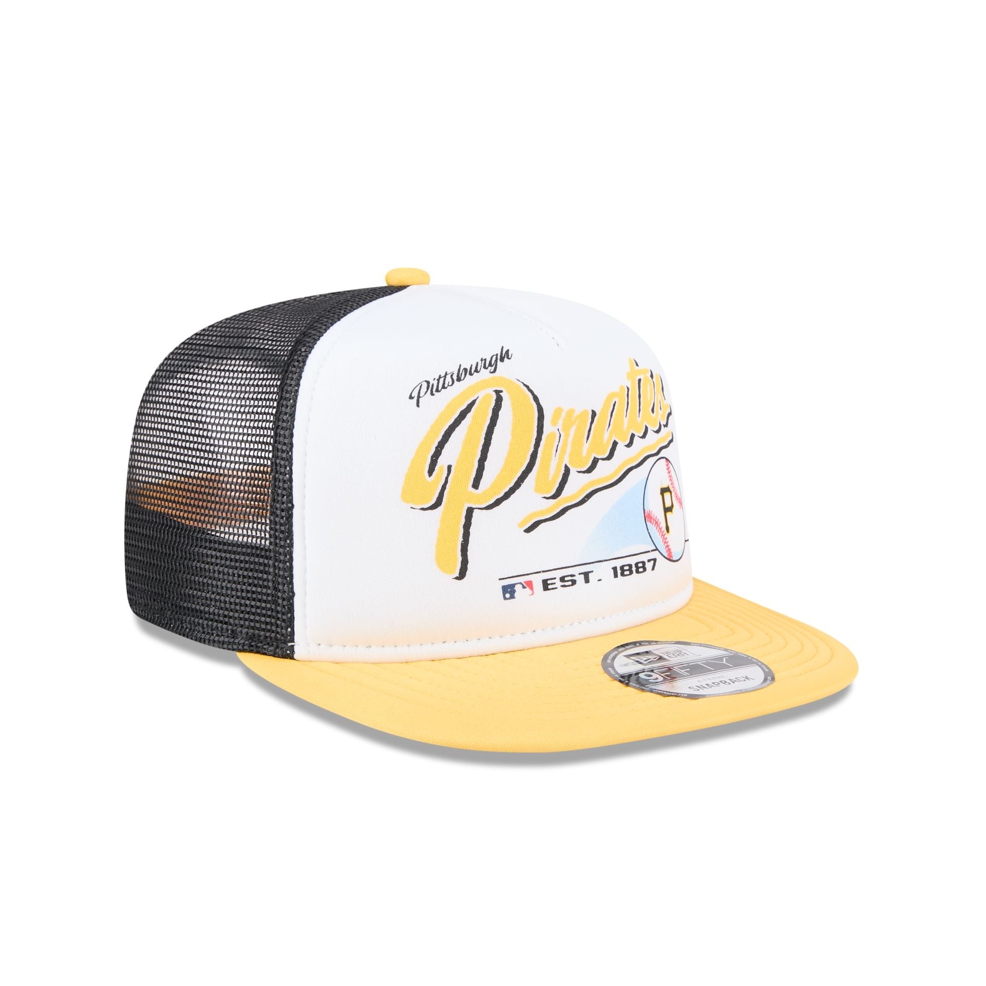 Pittsburgh Pirates Retro Script 9FIFTY A-Frame Trucker Hat