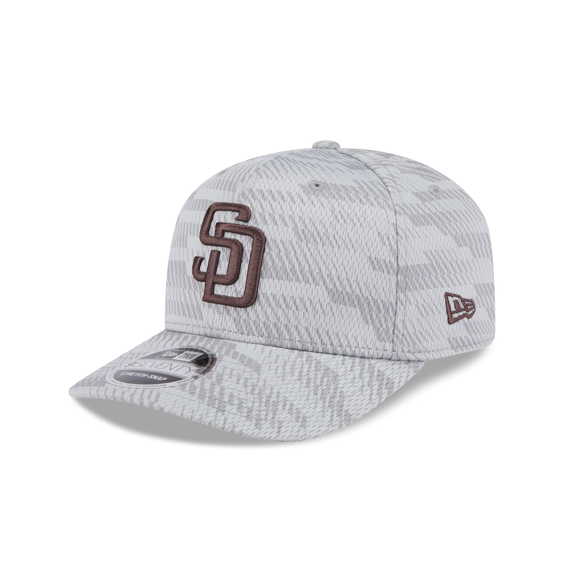 San Diego Padres 2025 Clubhouse Gray 9SEVENTY Stretch-Snap Hat