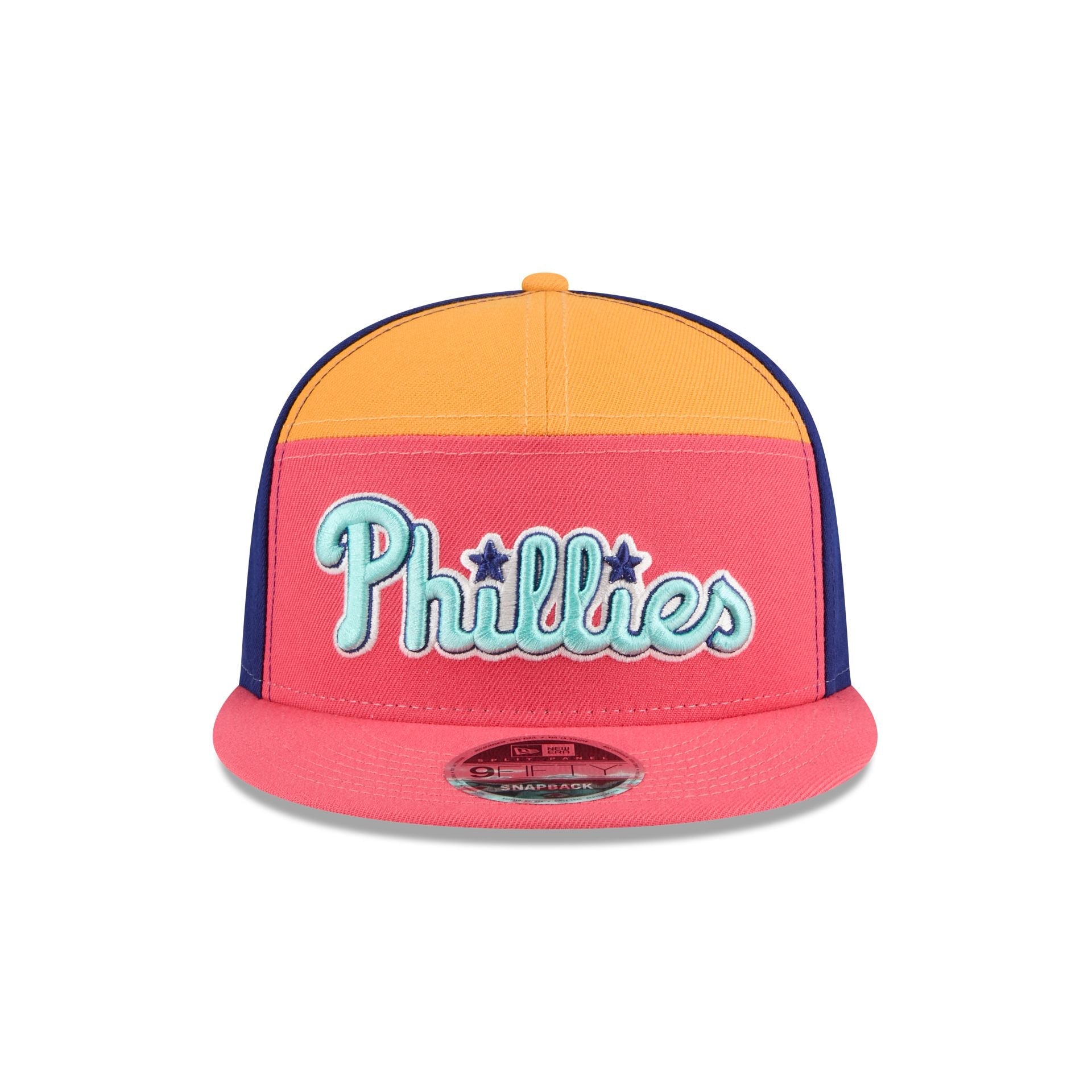 Philadelphia Phillies Coral Split Panel 9FIFTY Snapback Hat