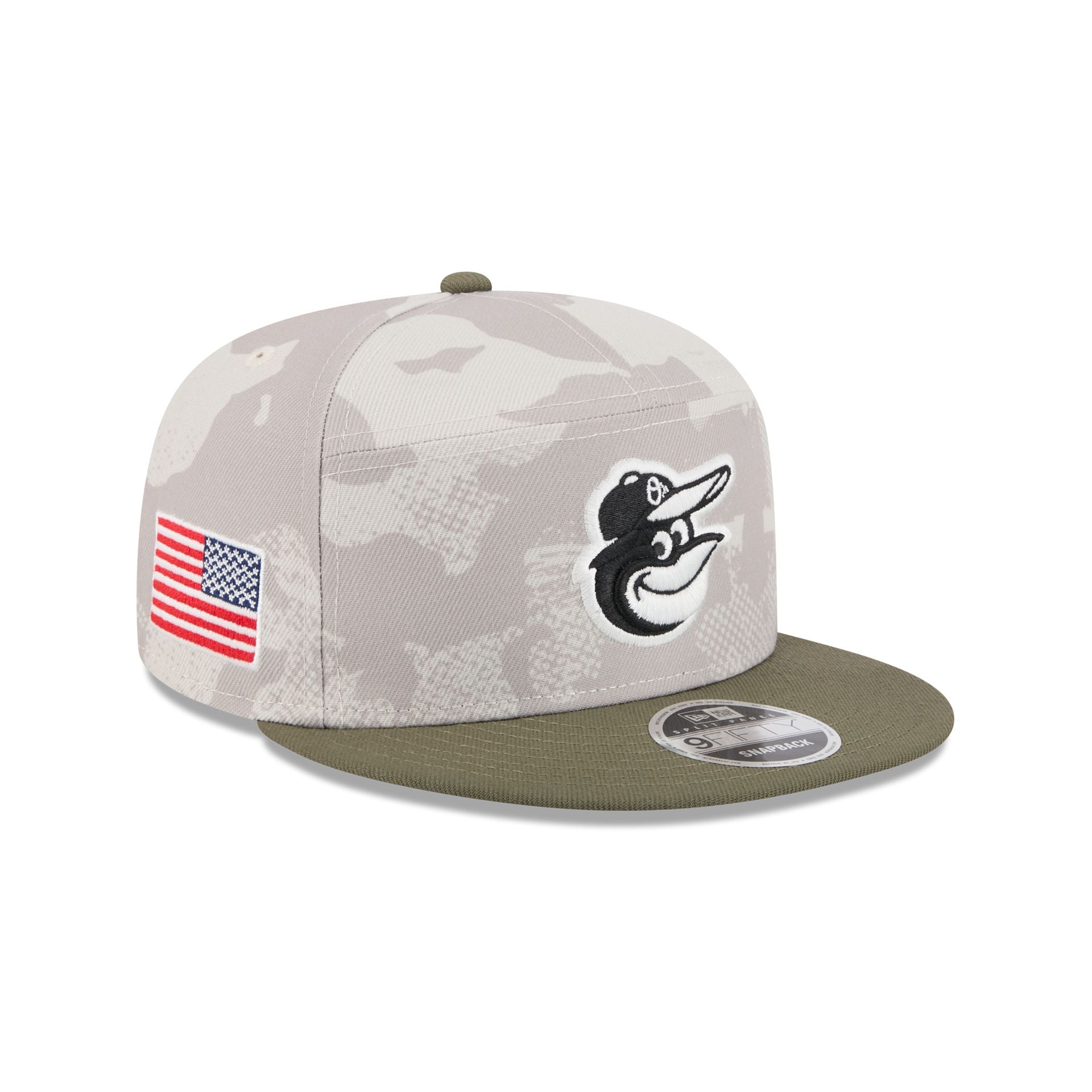 Baltimore Orioles Armed Forces Day 2025 Split Panel 9FIFTY Snapback Hat