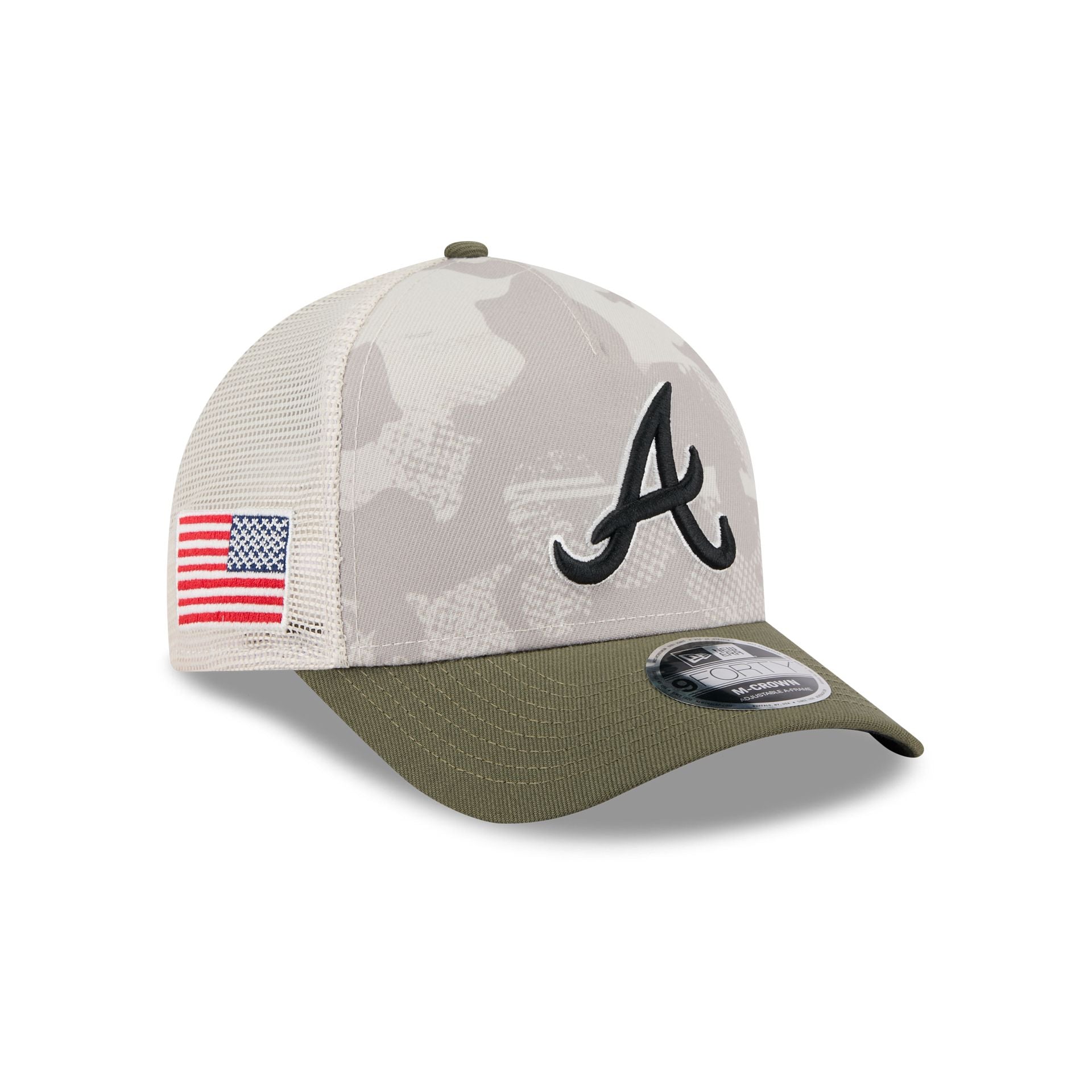 Atlanta Braves Armed Forces Day 2025 9FORTY M-Crown A-Frame Trucker Hat