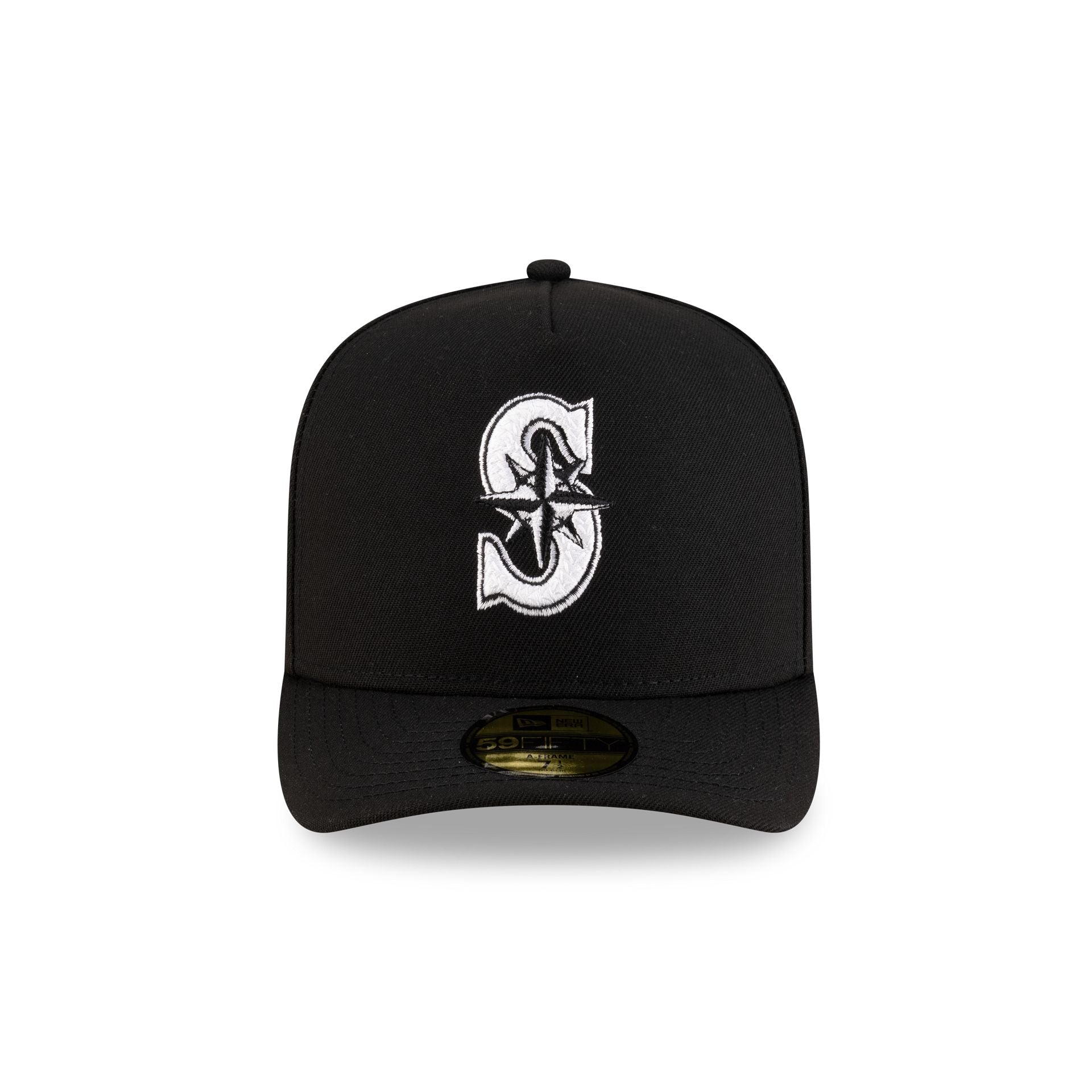 Seattle Mariners Black Script Safety Pin 59FIFTY A-Frame Fitted Hat