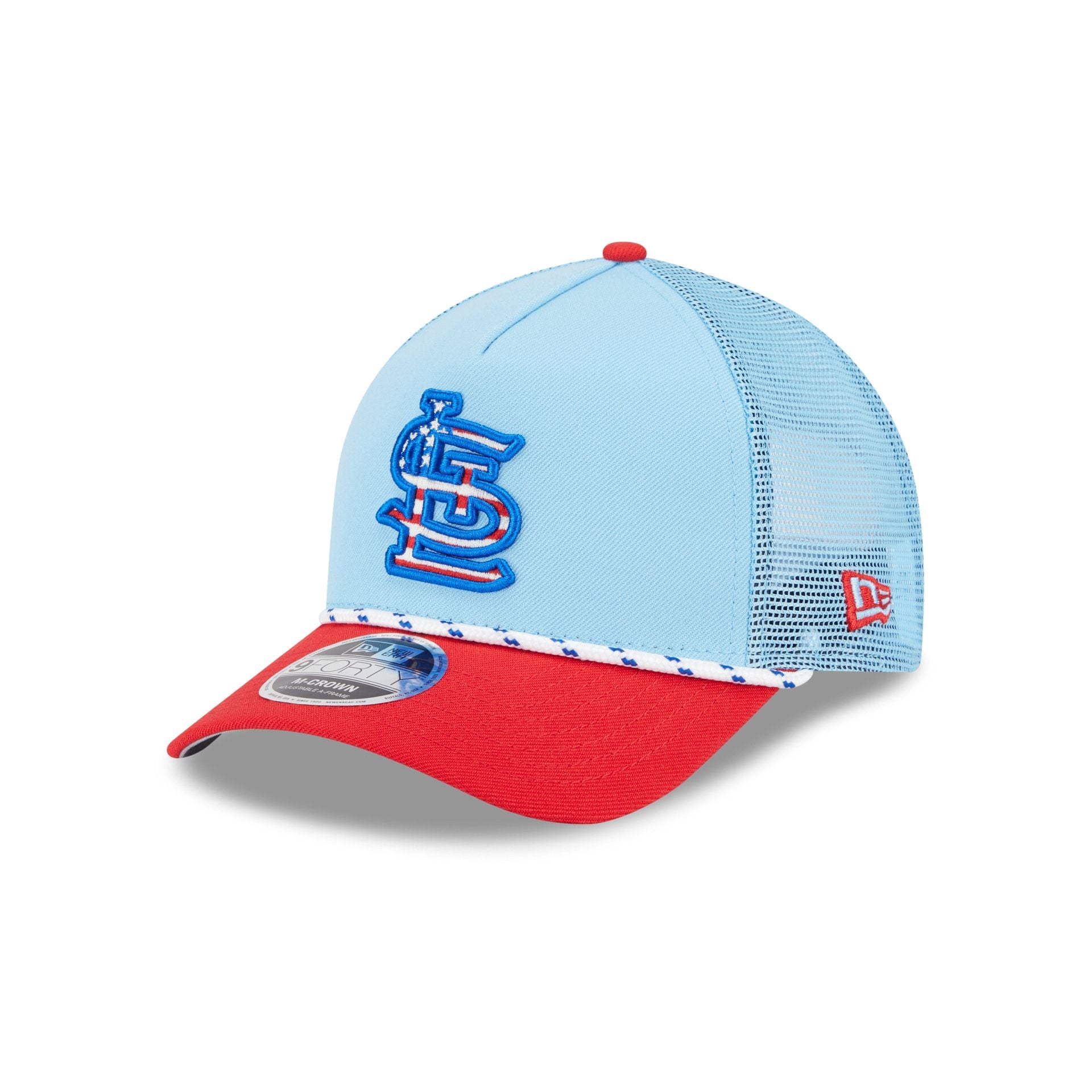 St. Louis Cardinals Independence Day 2025 9FORTY M-Crown A-Frame Trucker Hat
