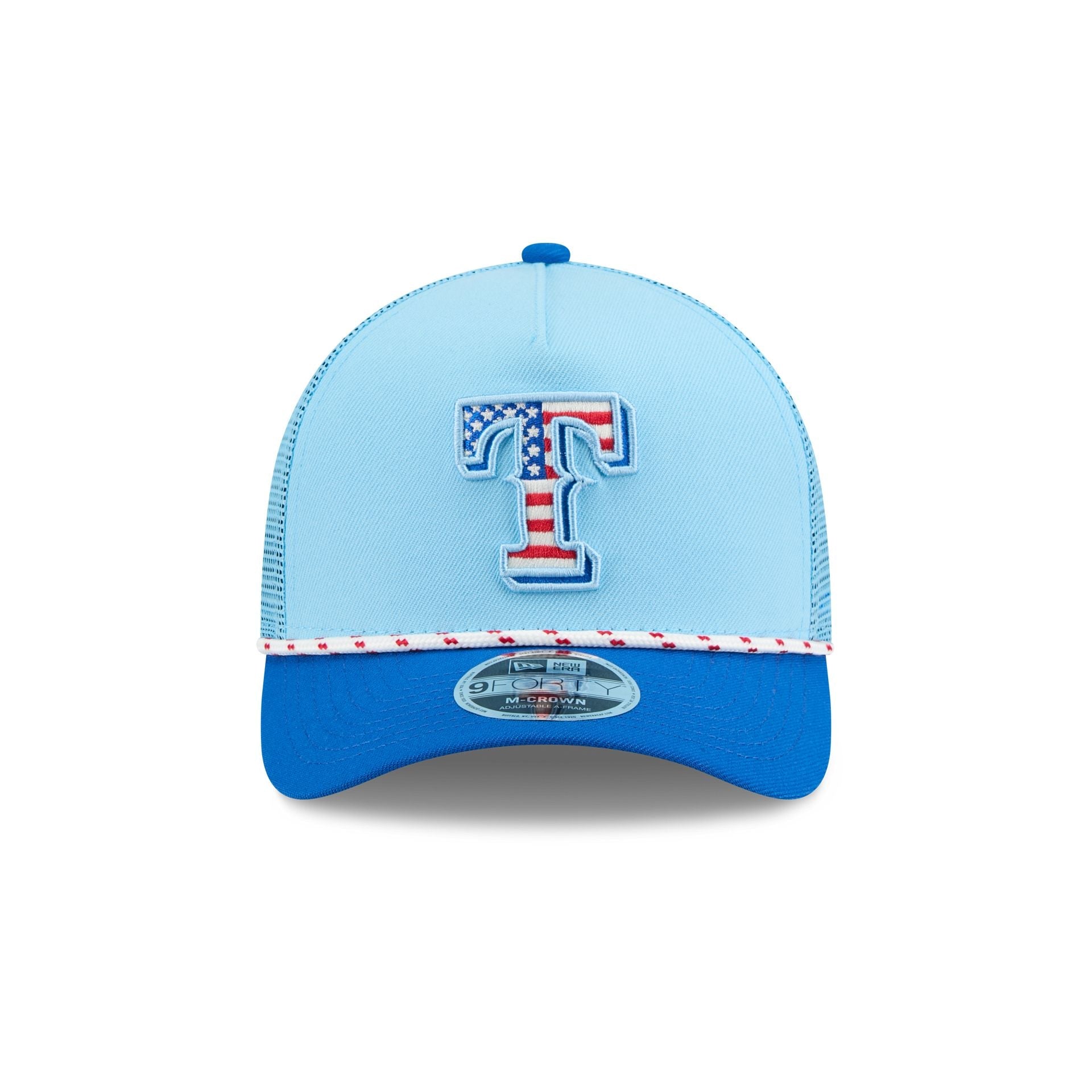 Texas Rangers Independence Day 2025 9FORTY M-Crown A-Frame Trucker Hat
