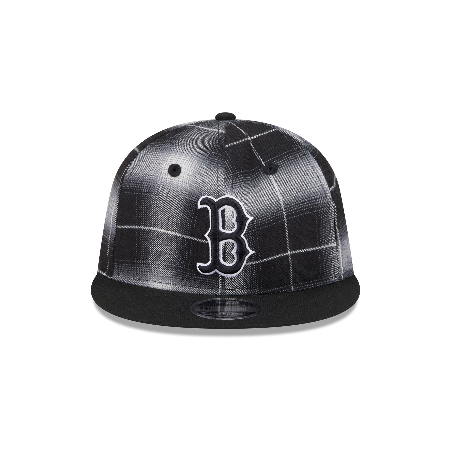 Boston Red Sox Black and White Plaid Retro Crown 9FIFTY Snapback Hat