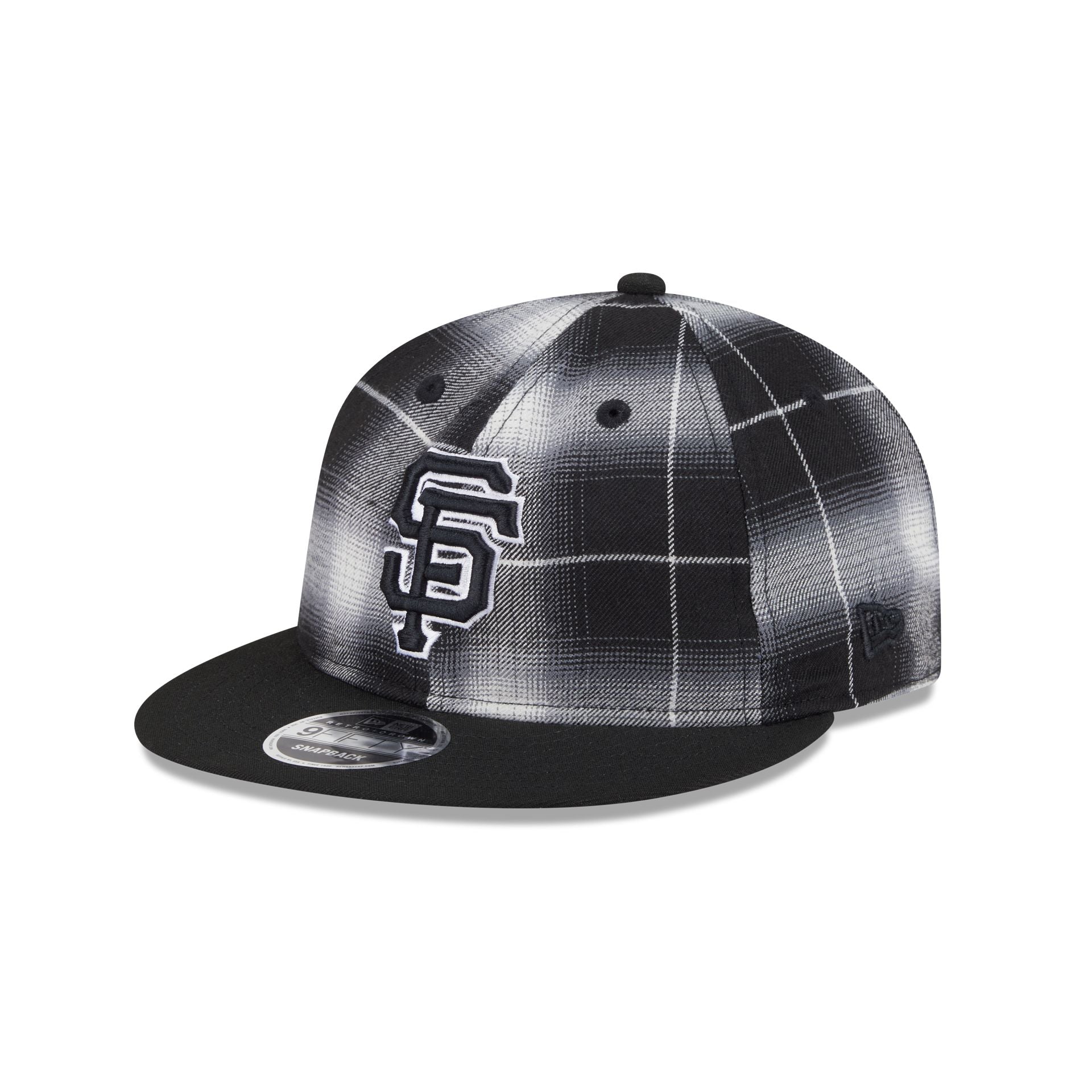 San Francisco Giants Black and White Plaid Retro Crown 9FIFTY Snapback Hat
