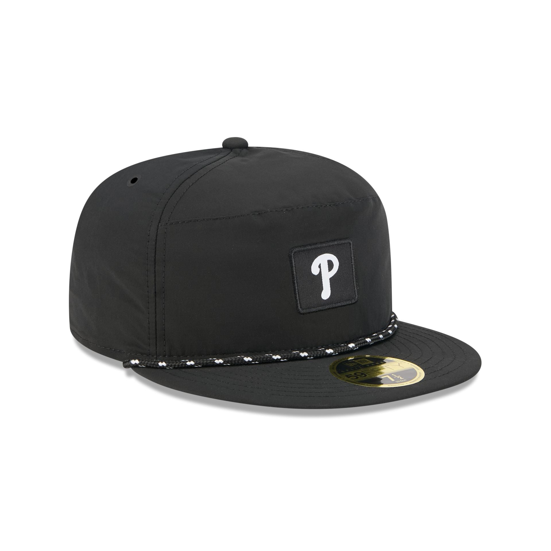 Philadelphia Phillies Black Poly Rope Split Panel 59FIFTY Fitted Hat