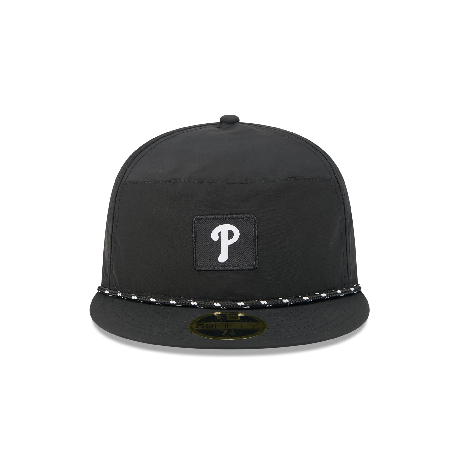 Philadelphia Phillies Black Poly Rope Split Panel 59FIFTY Fitted Hat