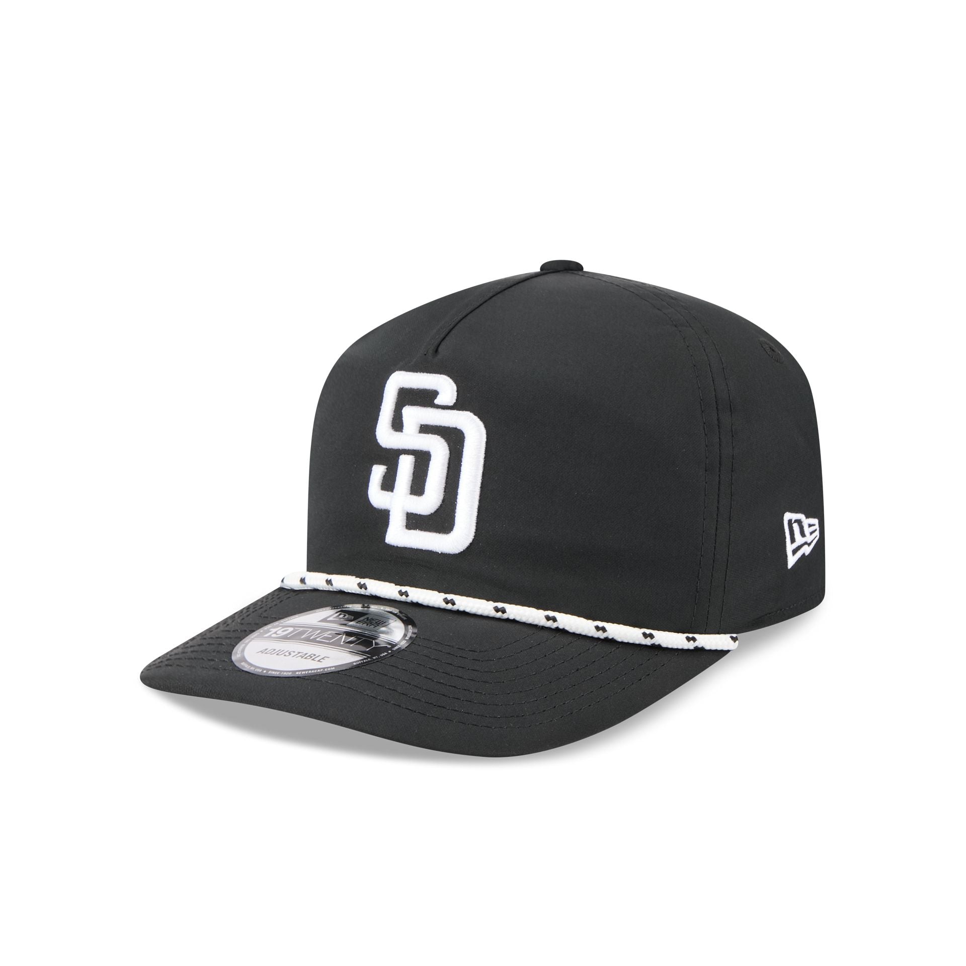 San Diego Padres Black and White Rope 19TWENTY Snapback Hat