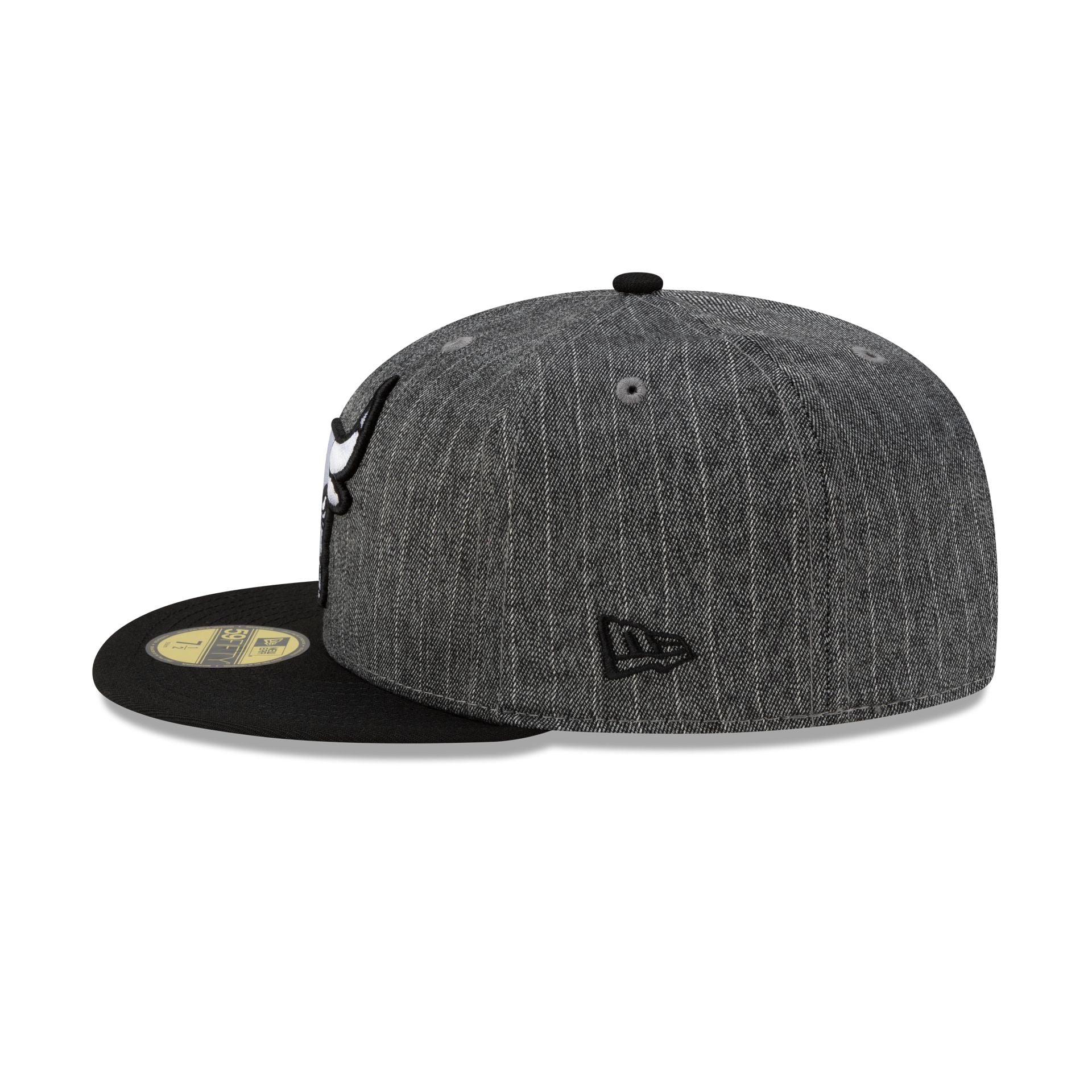 Just Caps Black Pinstripe Chicago Bulls 59FIFTY Fitted Hat