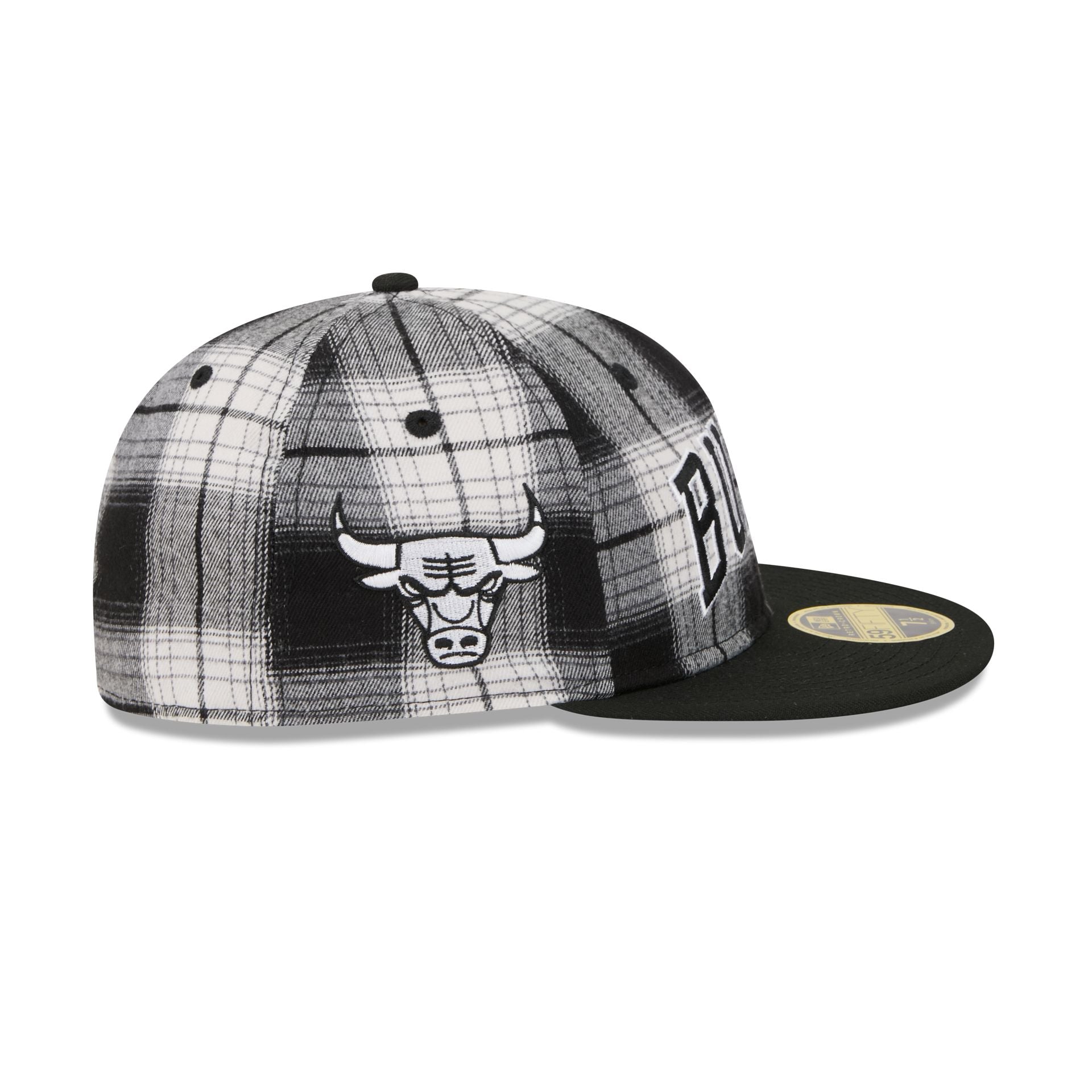 Chicago Bulls Grunge Plaid Retro Crown 59FIFTY Fitted Hat