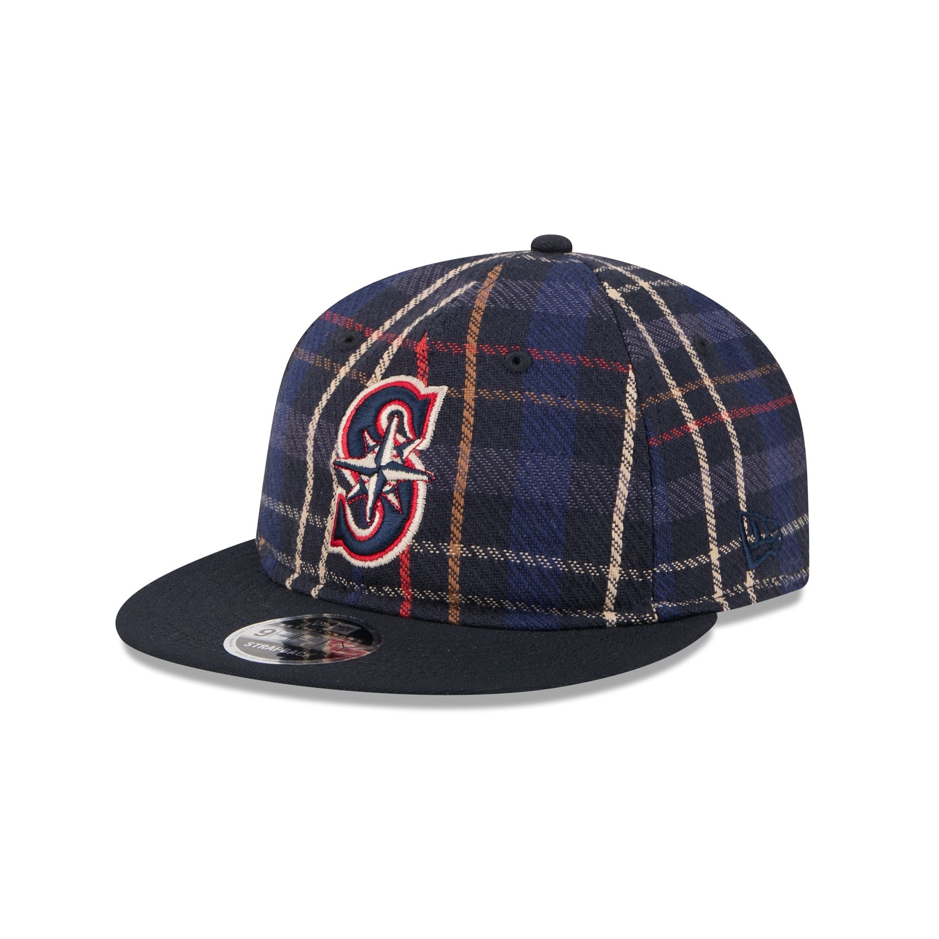 Seattle Mariners Grunge Plaid Retro Crown 9FIFTY Adjustable Hat