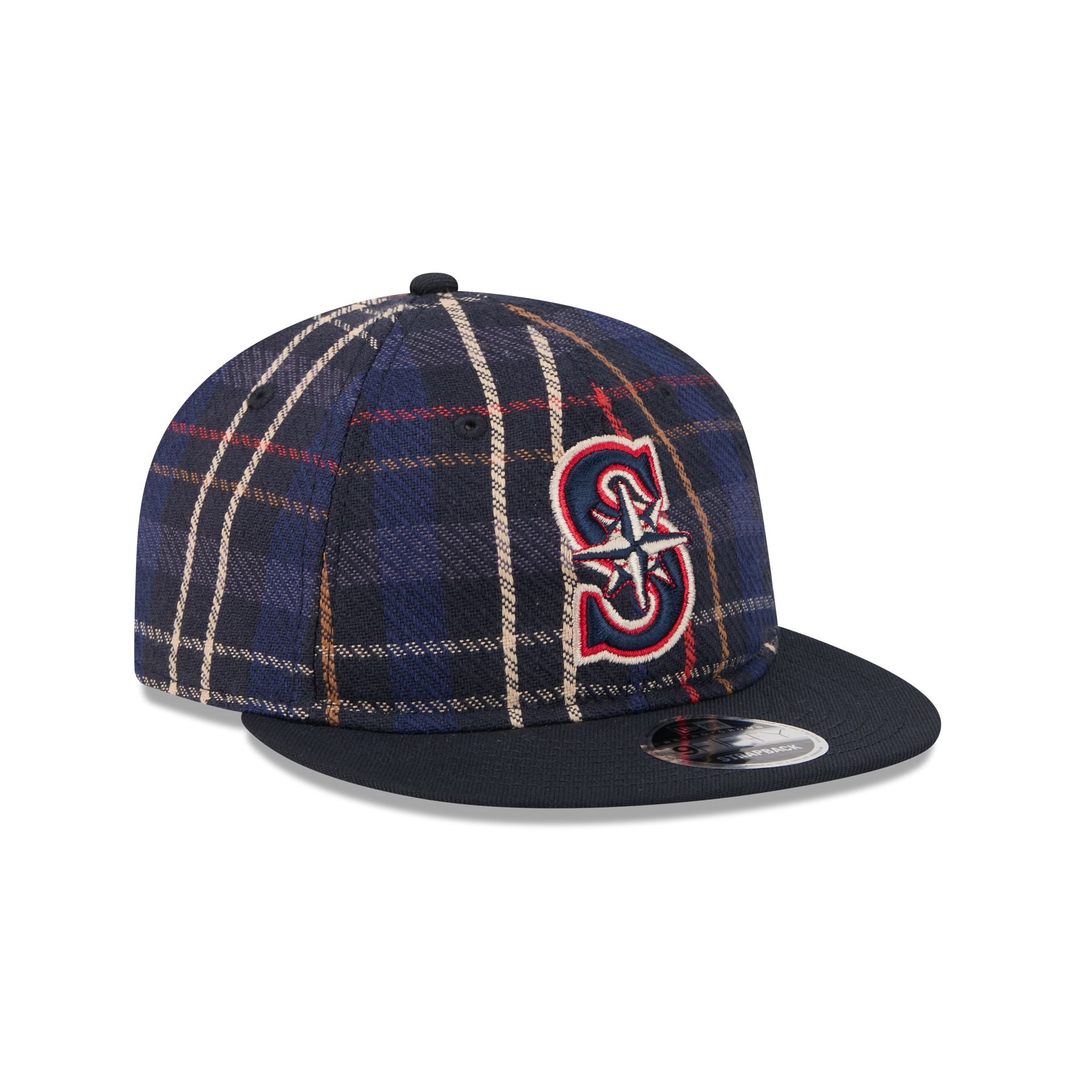 Seattle Mariners Grunge Plaid Retro Crown 9FIFTY Adjustable Hat