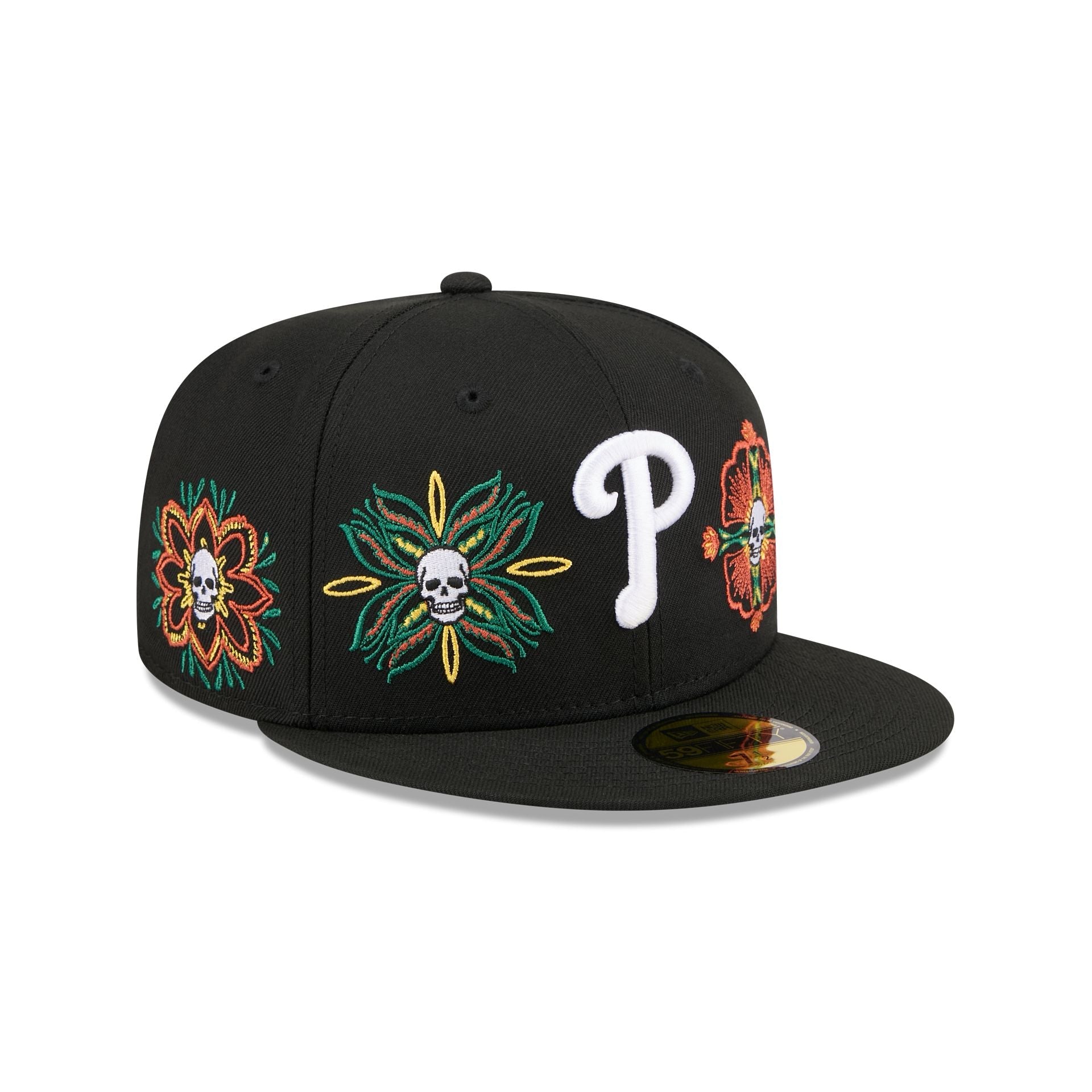 Philadelphia Phillies Day of the Dead Skull & Flowers 59FIFTY Fitted Hat