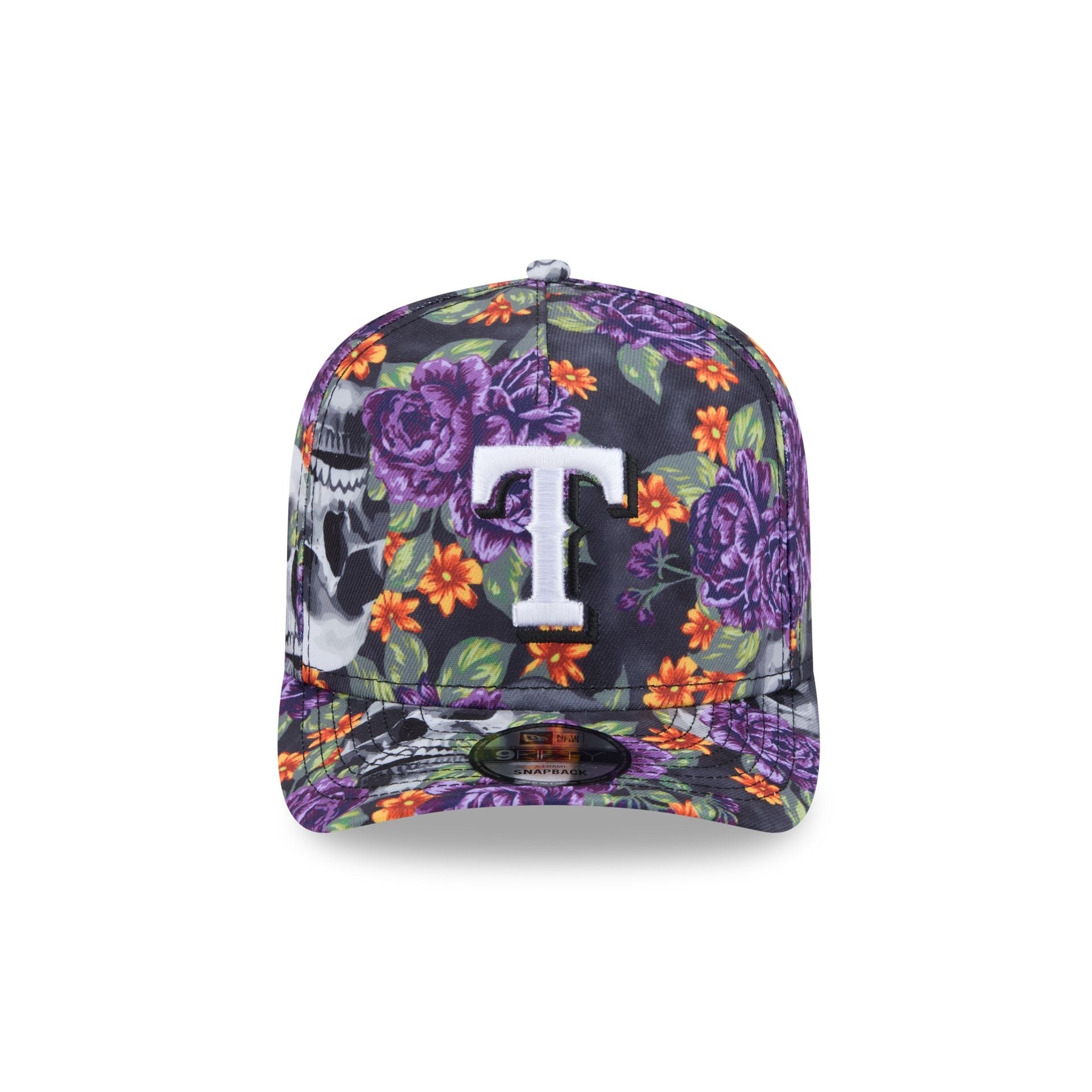 Texas Rangers Day of the Dead Skull & Roses 9FIFTY A-Frame Snapback