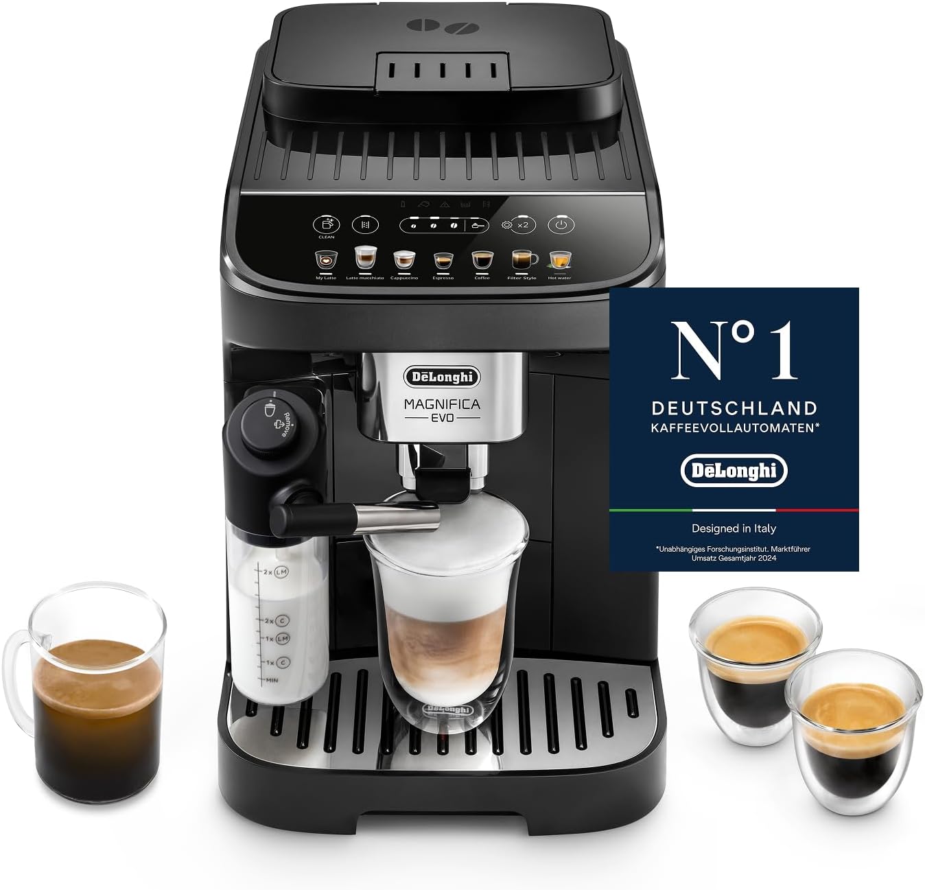 De'Longhi Magnifica Evo - Perfetto Fully Automatic Coffee Machine with LatteCrema Milk Frother, 7 One-Touch Drinks, Cappuccino, Espresso Coffee Machine, Soft Touch Control Panel, Black (ECAM292.81.B)
