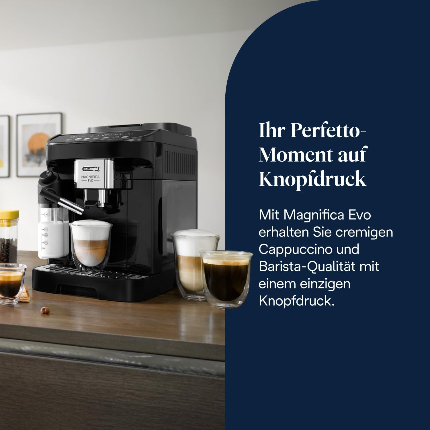 De'Longhi Magnifica Evo - Perfetto Fully Automatic Coffee Machine with LatteCrema Milk Frother, 7 One-Touch Drinks, Cappuccino, Espresso Coffee Machine, Soft Touch Control Panel, Black (ECAM292.81.B)