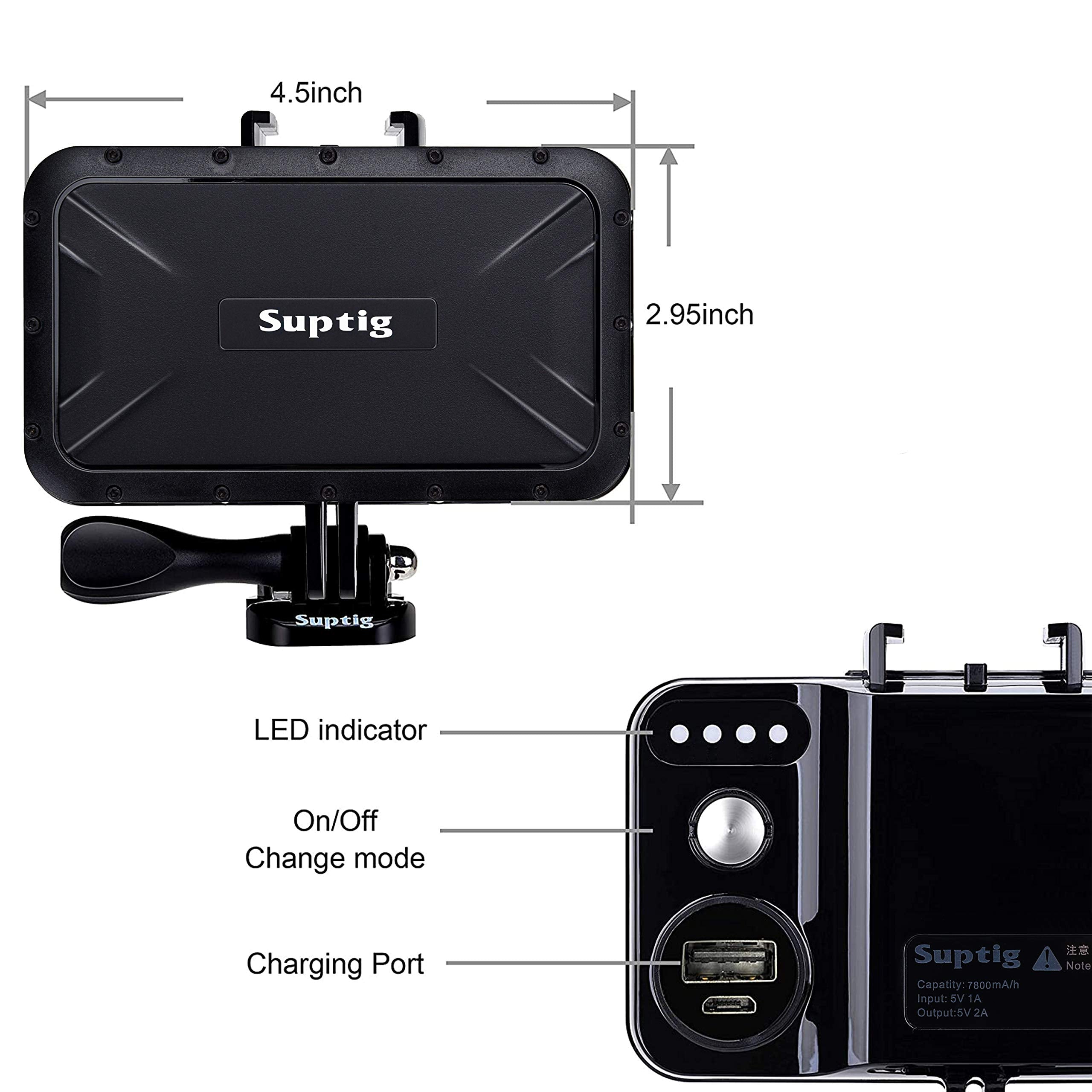 Portable 7800mAh Power Bank for Action Cameras and Phone Black