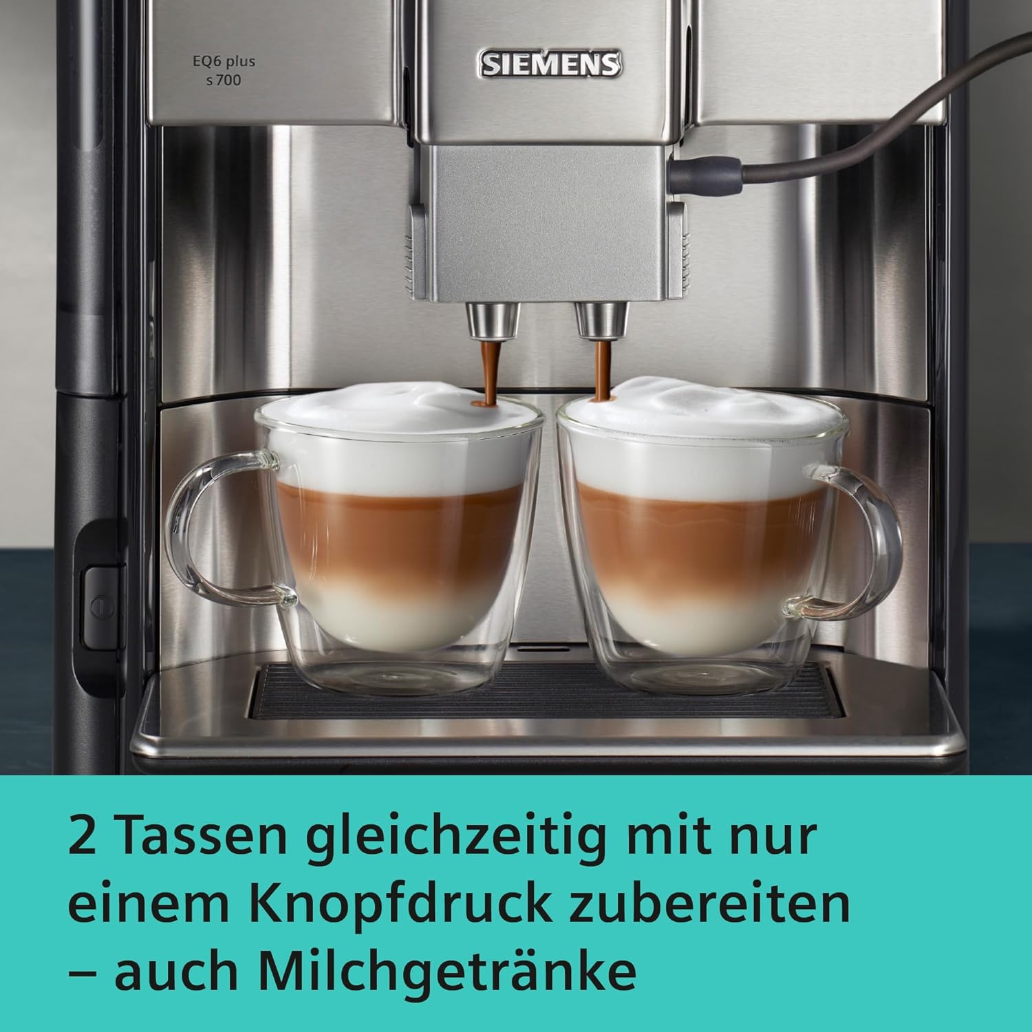 SIEMENS EQ.6 Plus s700 Fully Automatic Coffee Maker, 1500 W, Ceramic Grinder, Touch Sensor Direct Selection Buttons, Personalised Drinks, Double Cup Cover, Stainless Steel