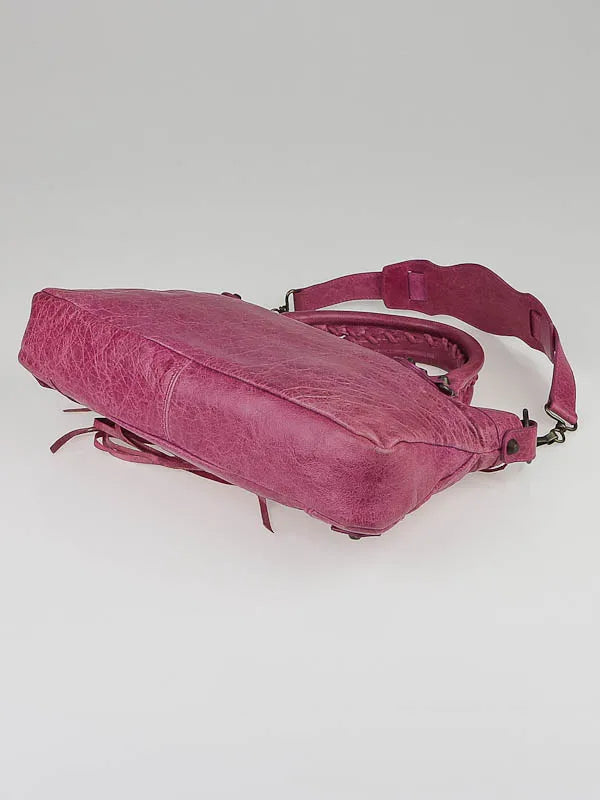 Balenciaga Bubblegum Pink Motorcycle First Bag Leather