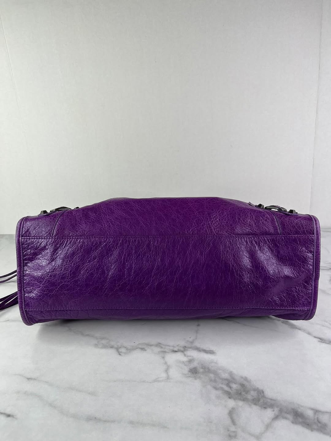 Balenciaga Ultraviolet Agneau Classic Hardware City Shoulder Bag