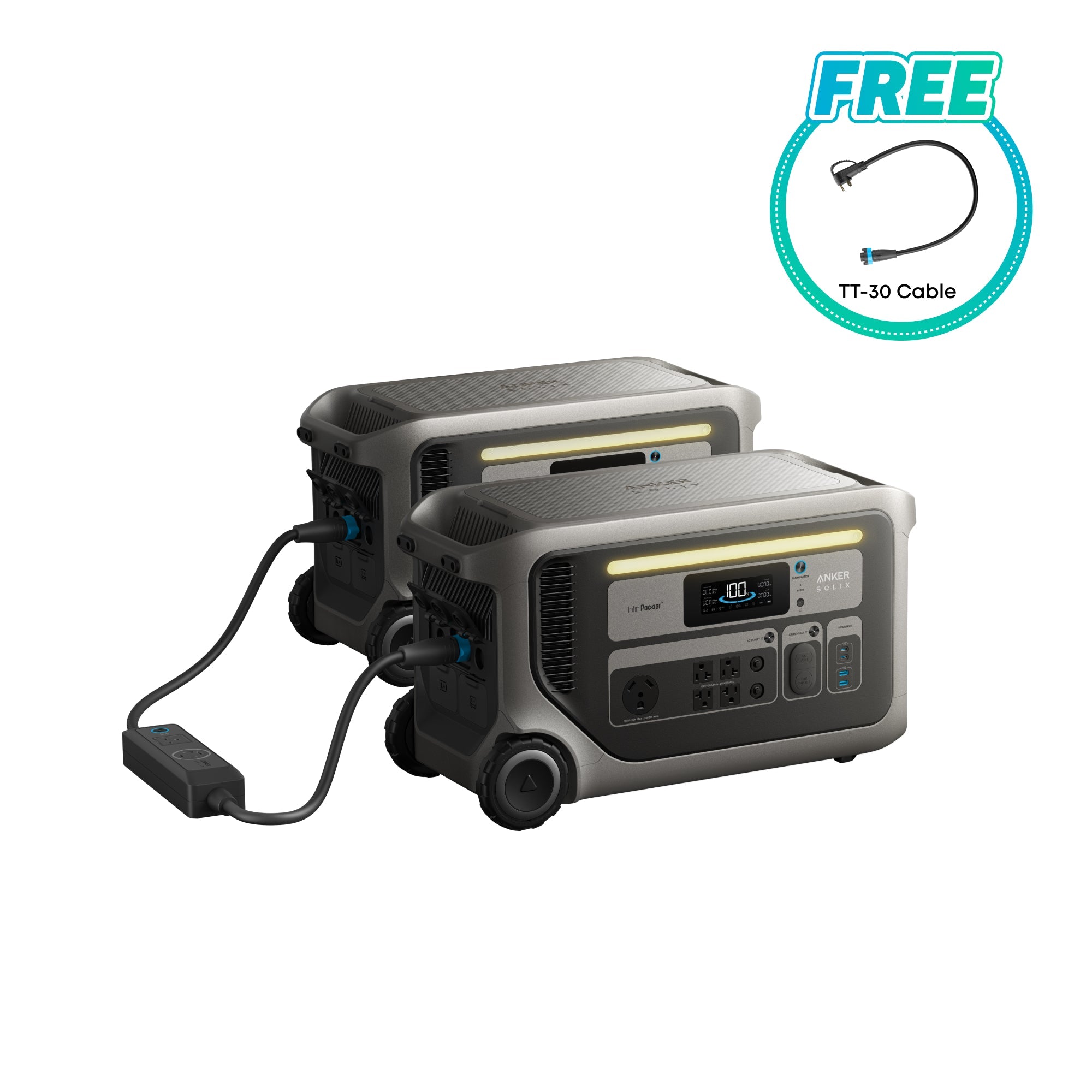 Anker SOLIX F3000 Power Station x 2 + Double Voltage Hub + FREE TT-30 cable