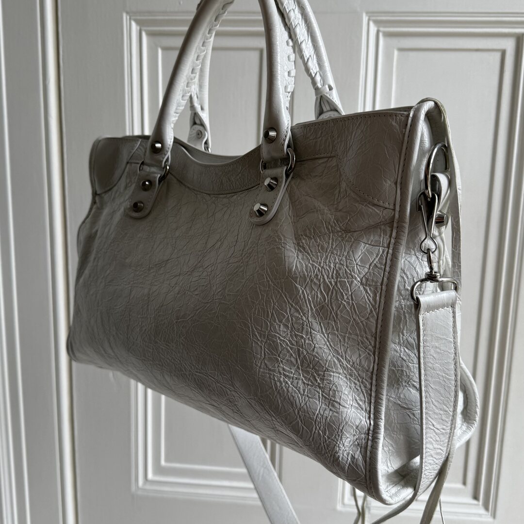 Balenciaga Le City White Leather Bag