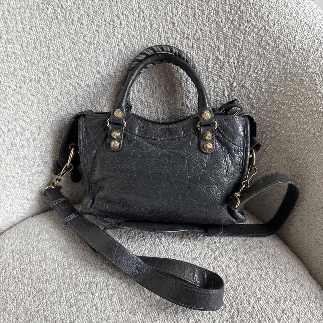 2015 Balenciaga The Mini City Leather Grey Bag