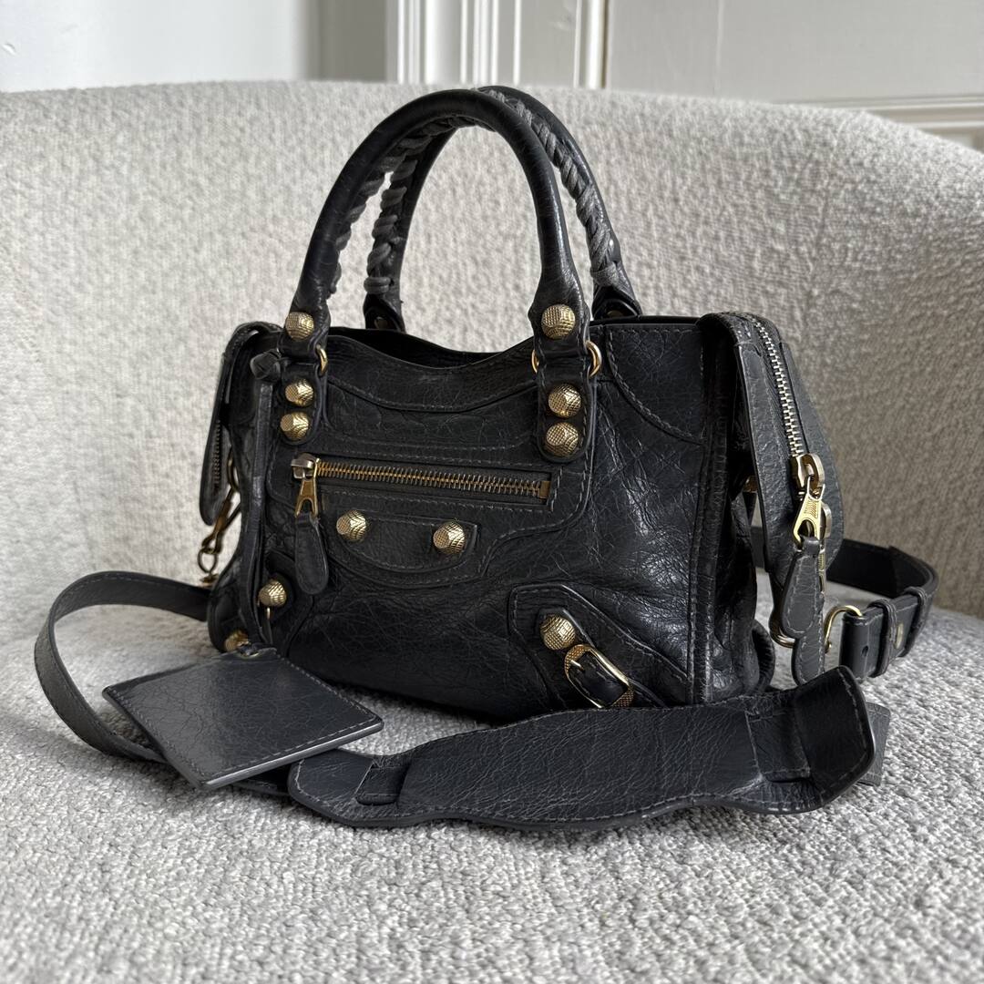 2015 Balenciaga The Mini City Leather Grey Bag