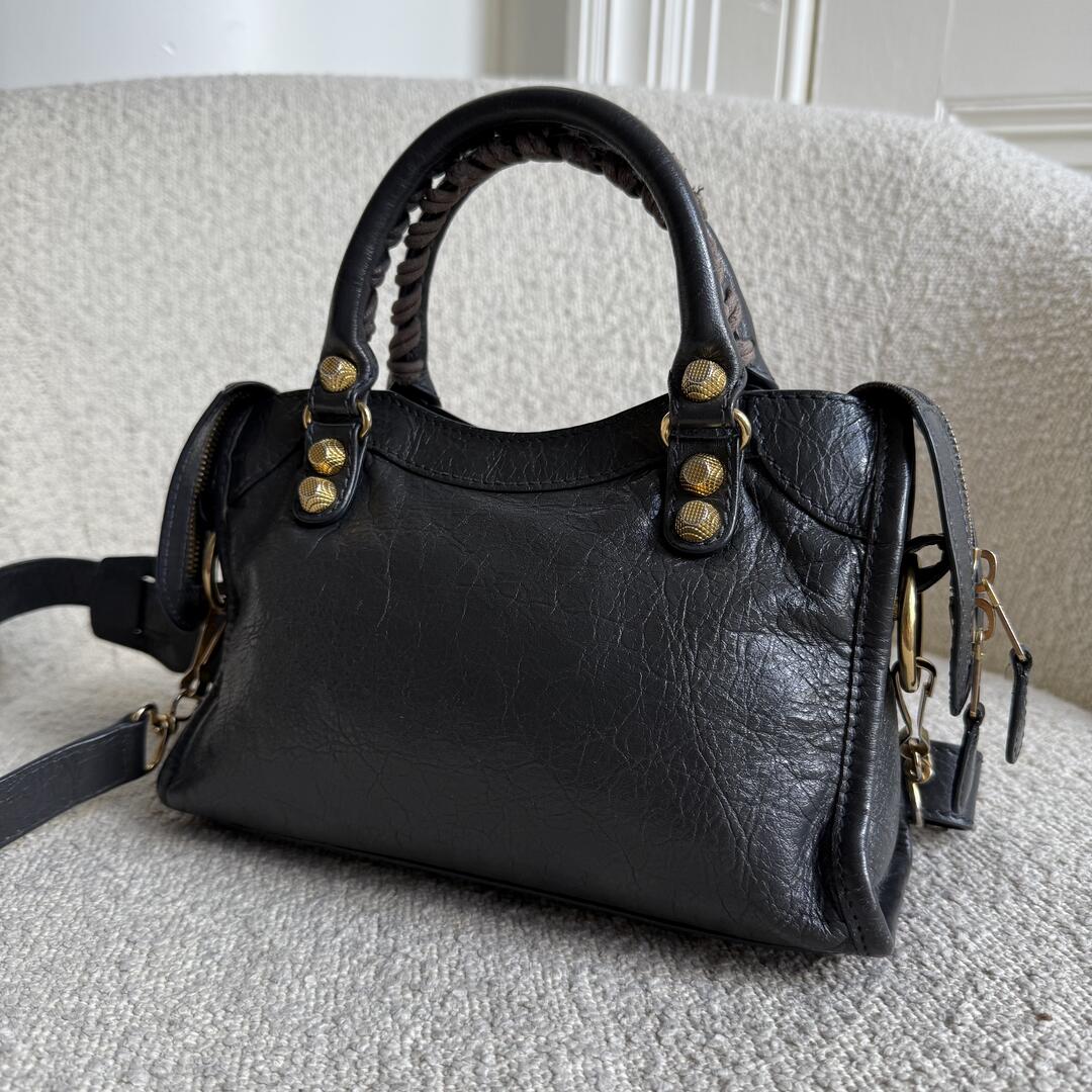 2016 Balenciaga The Mini City Leather Black Bag