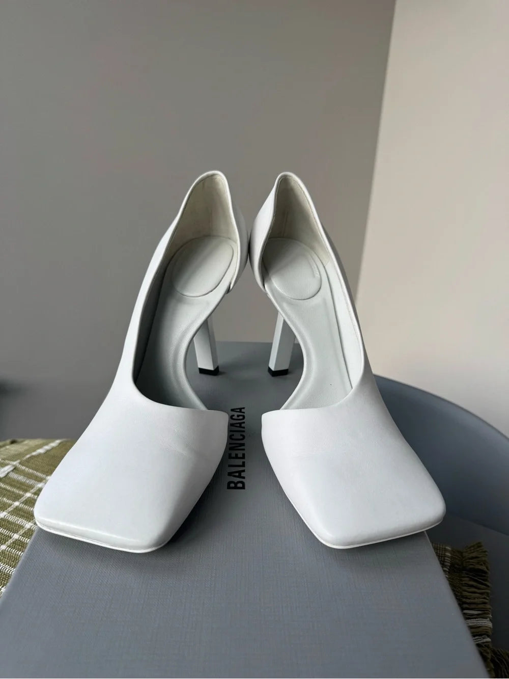 Balenciaga Calfskin Heels in White