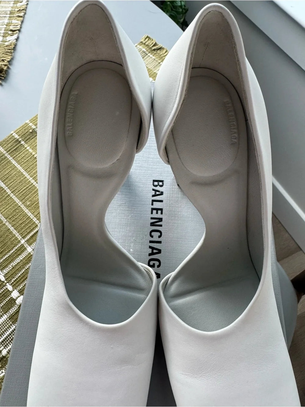 Balenciaga Calfskin Heels in White