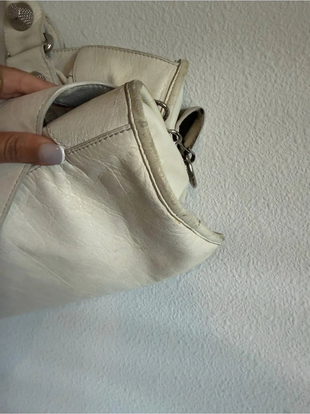 Balenciaga Ivory Leather Crossbody CityBag