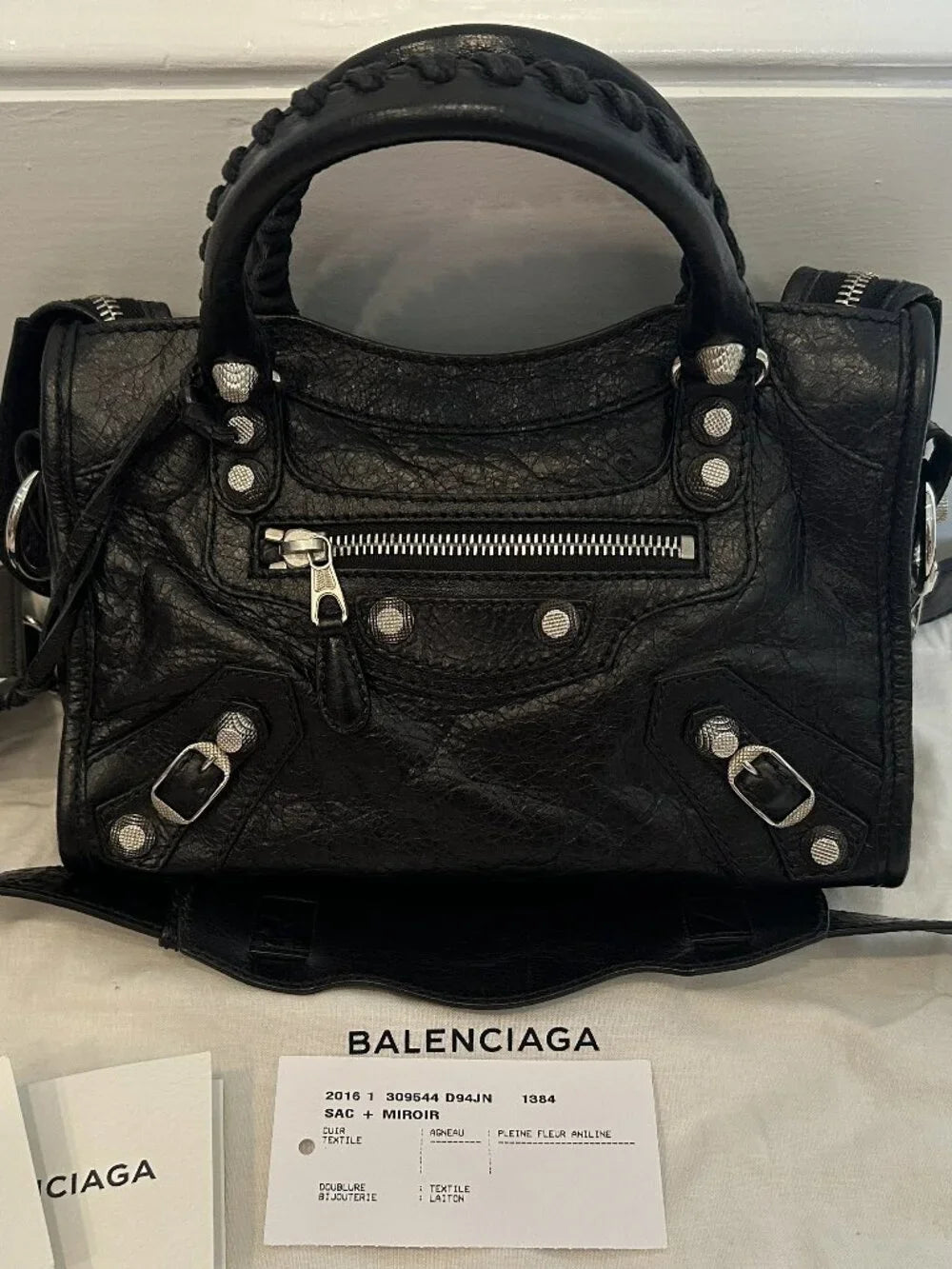 Balenciaga Giant 12 Mini City Bag Black Lambskin Silver Hardware Crossbody