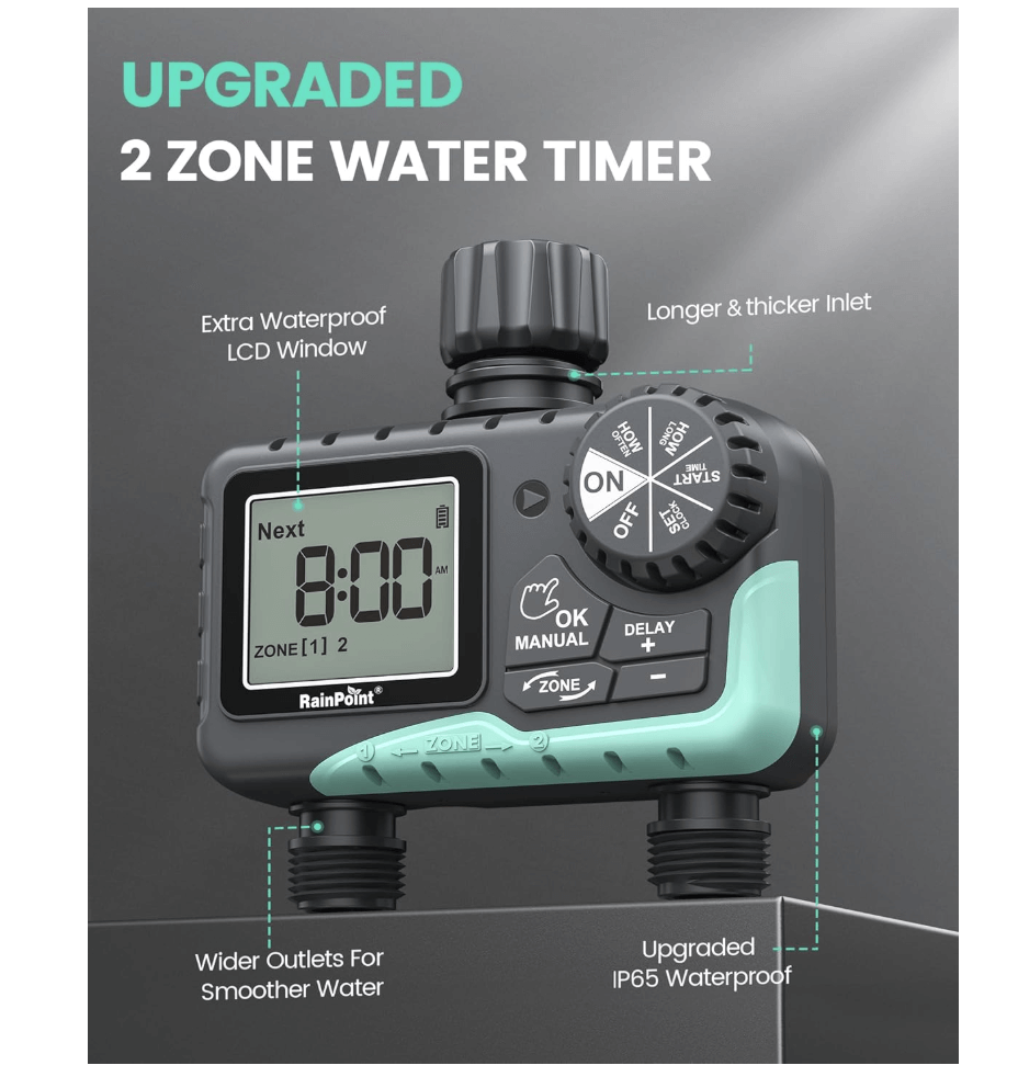 RainPoint 2-Zone Hose Water Timer