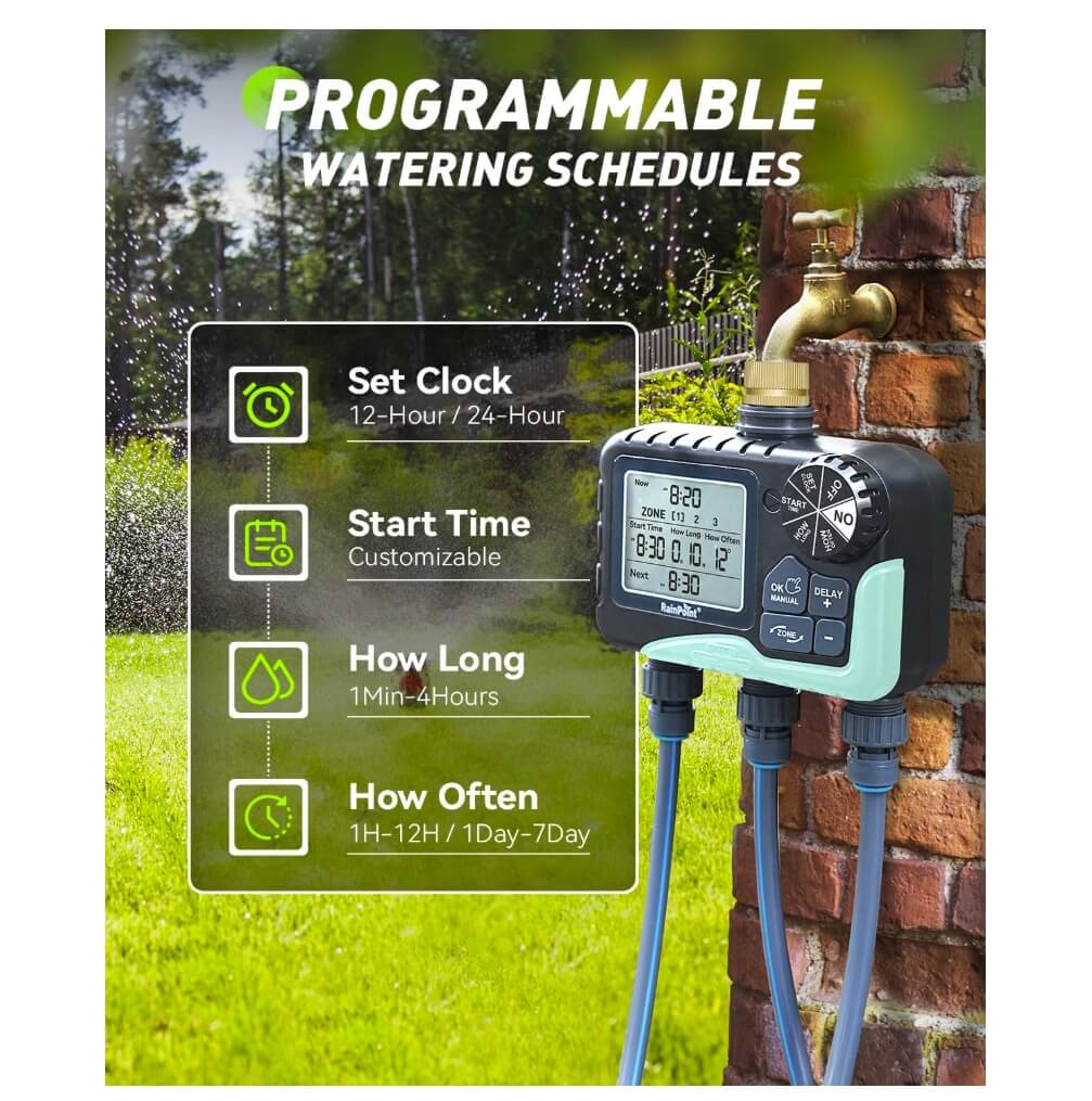 RainPoint 3 Zone Sprinkler Timer with ABS Inlet