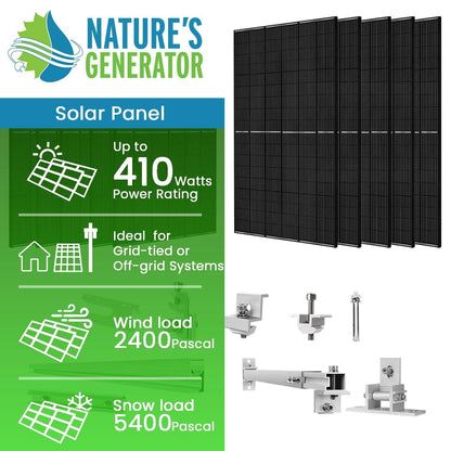 410 Watt Monocrystalline Solar Panel (10 Pack) With Solar Panel Mount Rack