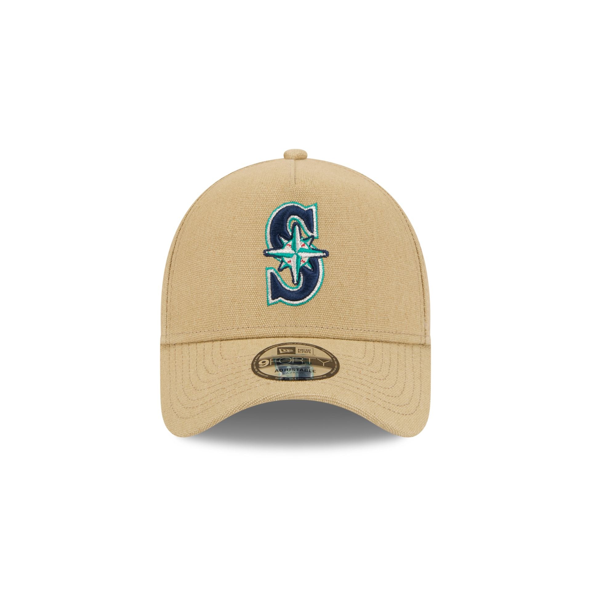 Seattle Mariners Logo Essentials Khaki 9FORTY A-Frame Snapback Hat