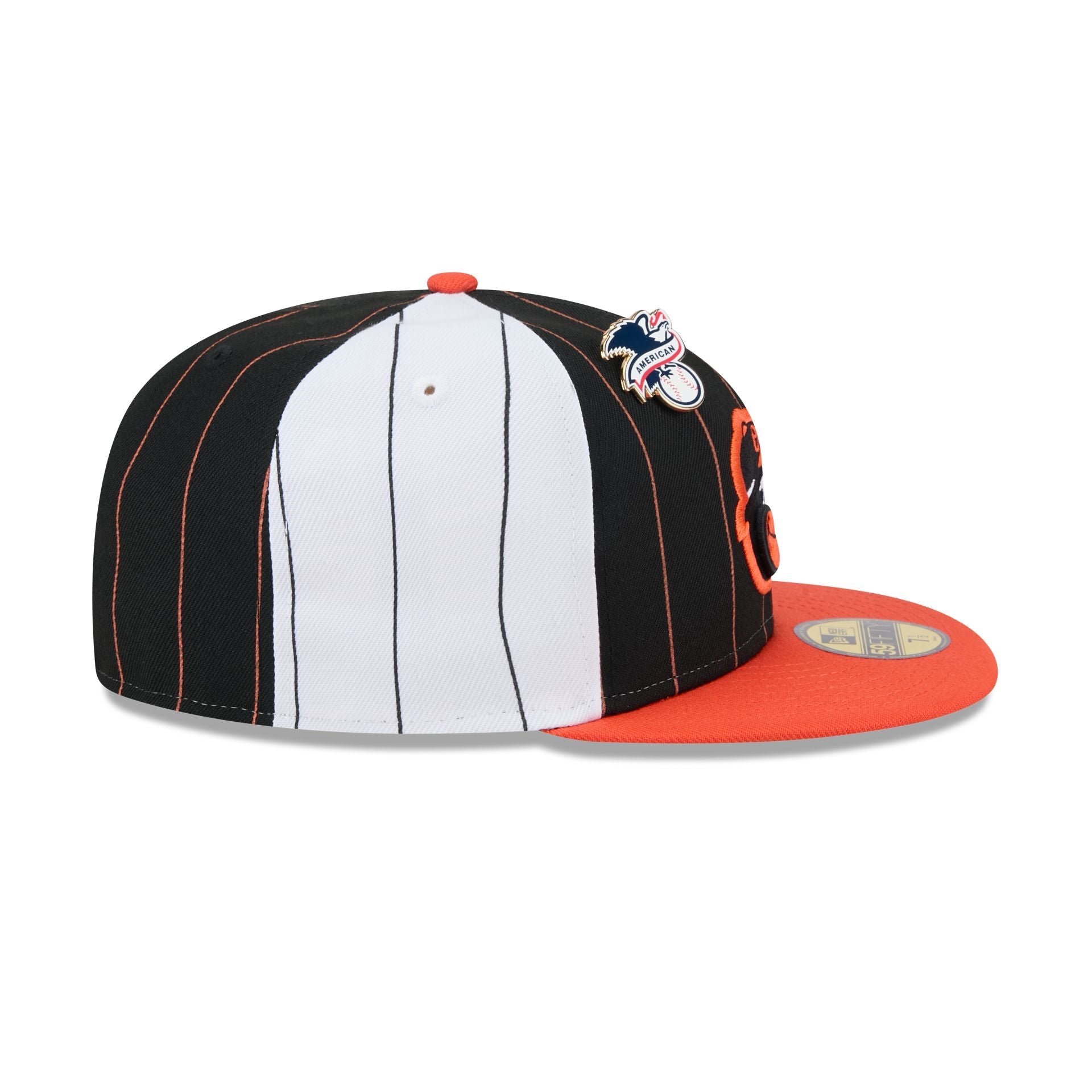 Baltimore Orioles Pinstripe League Pin 59FIFTY Fitted Hat