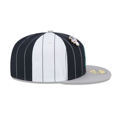 Seattle Mariners Pinstripe League Pin 59FIFTY Fitted Hat
