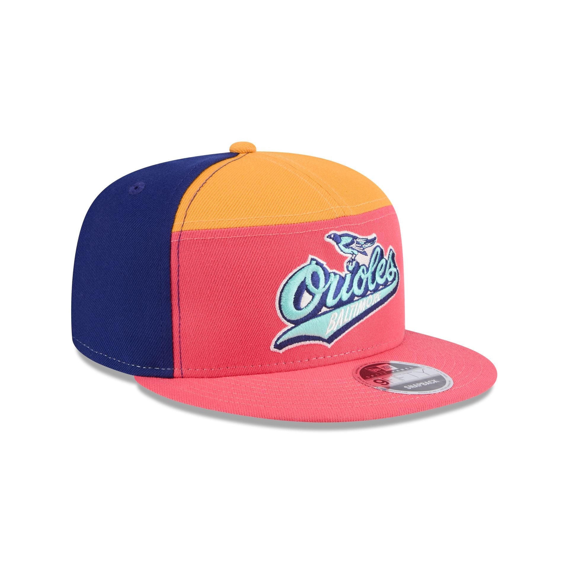 Baltimore Orioles Coral Split Panel 9FIFTY Snapback Hat