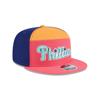 Philadelphia Phillies Coral Split Panel 9FIFTY Snapback Hat