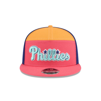 Philadelphia Phillies Coral Split Panel 9FIFTY Snapback Hat