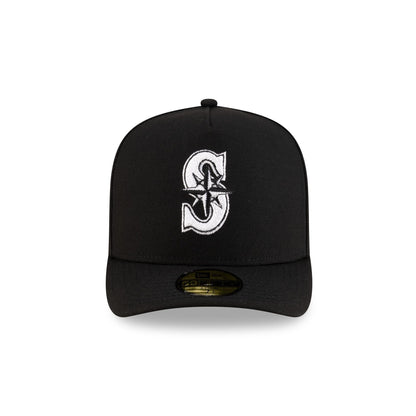 Seattle Mariners Black Script Safety Pin 59FIFTY A-Frame Fitted Hat