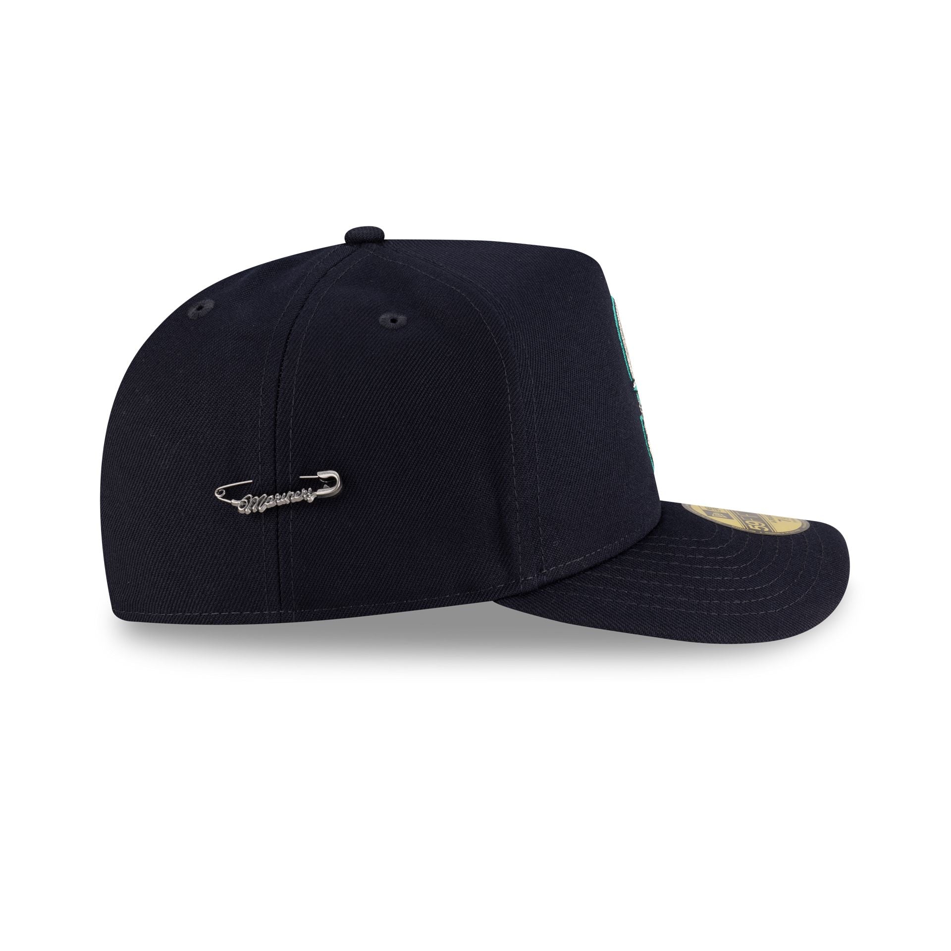 Seattle Mariners Script Safety Pin 59FIFTY A-Frame Fitted Hat