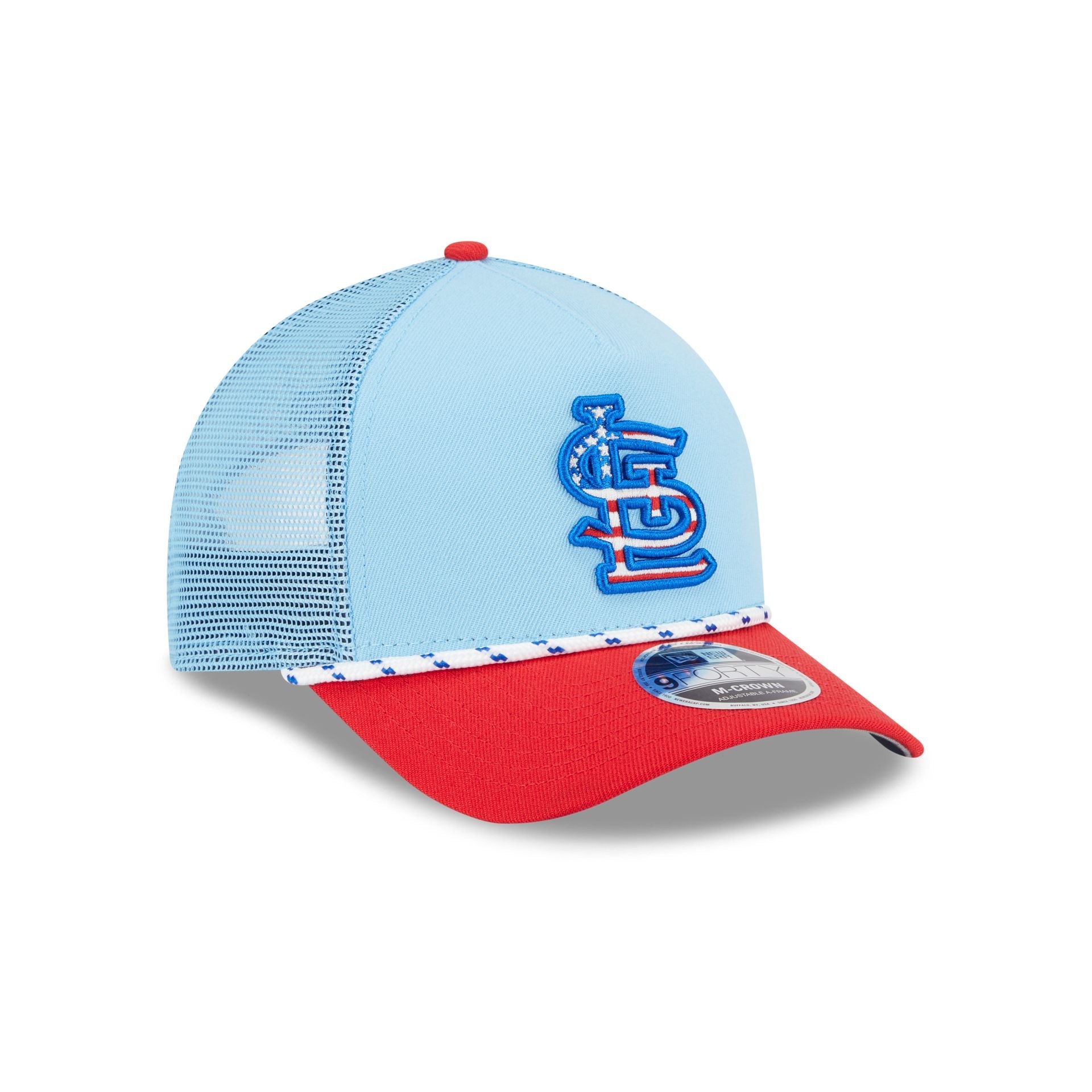 St. Louis Cardinals Independence Day 2025 9FORTY M-Crown A-Frame Trucker Hat