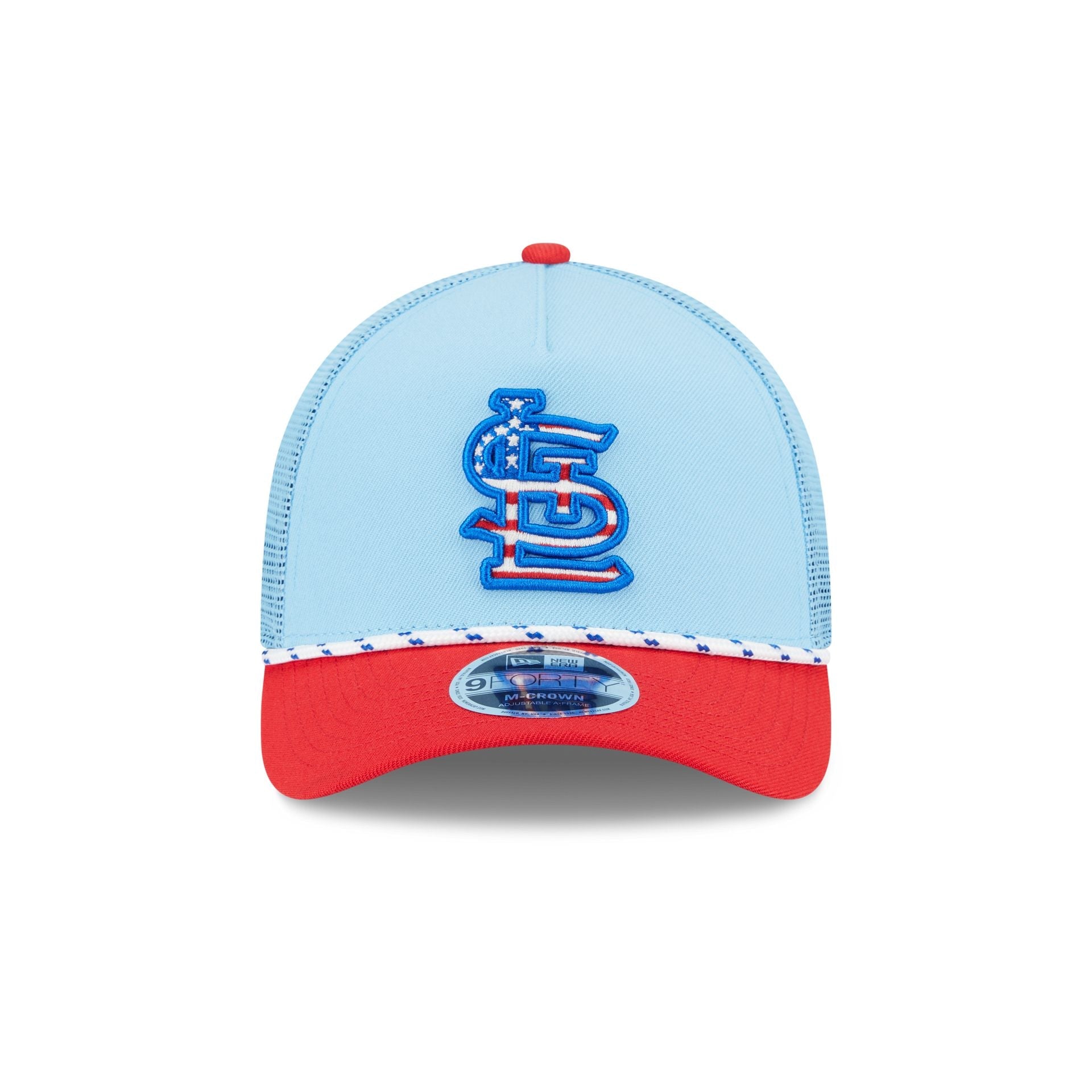 St. Louis Cardinals Independence Day 2025 9FORTY M-Crown A-Frame Trucker Hat